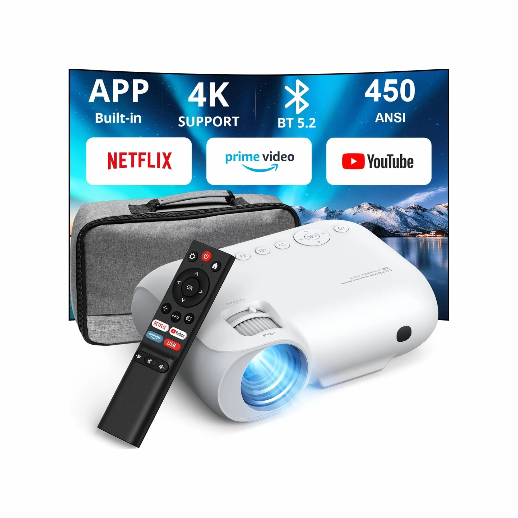 Yoton Y9 projektor Bluetooth WiFi 1080P 4K Full HD 450 ANSI HDMI USB Android