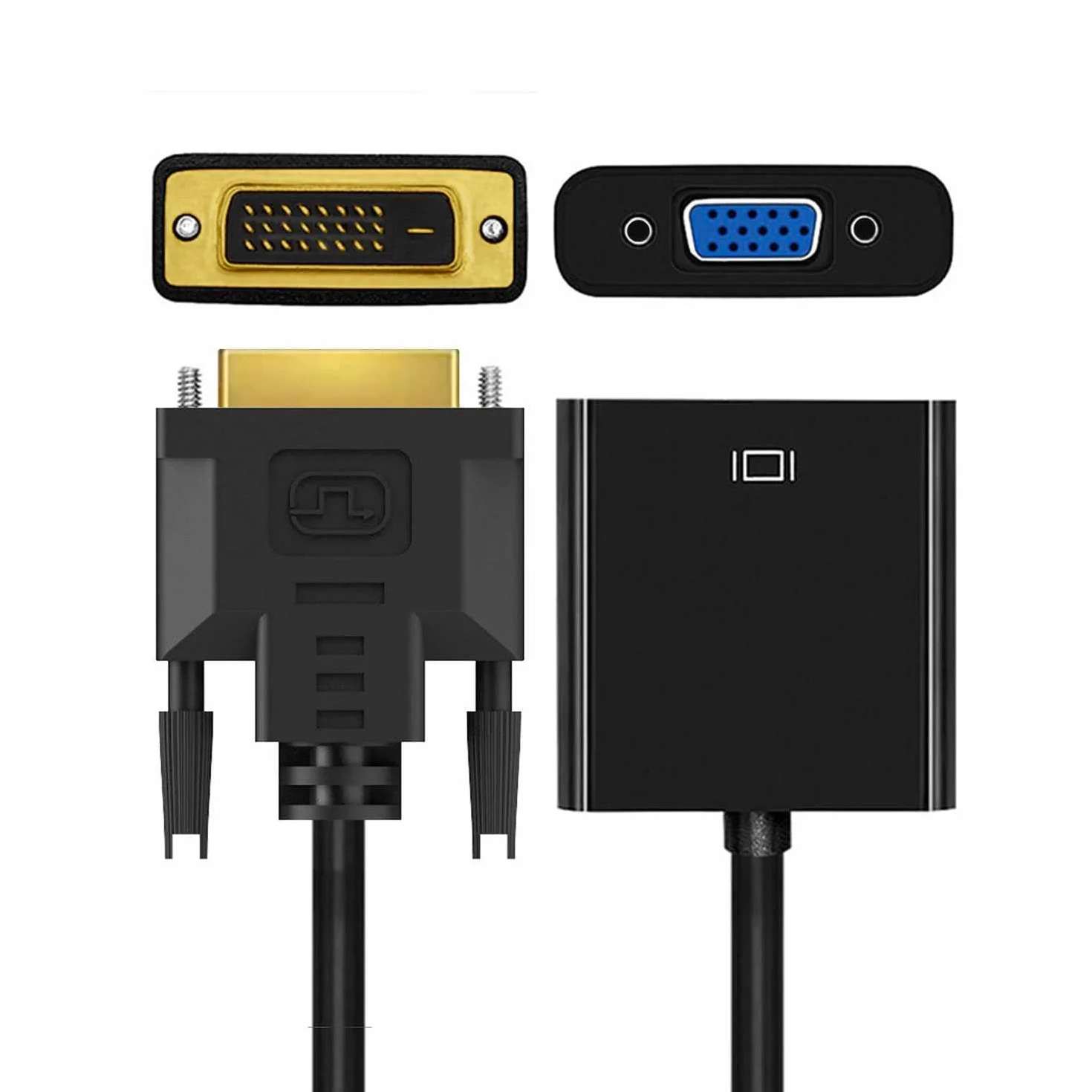 OcioDual Adapter DVI-D 24+1 męski na VGA żeński 15-pinowy konwerter wideo
