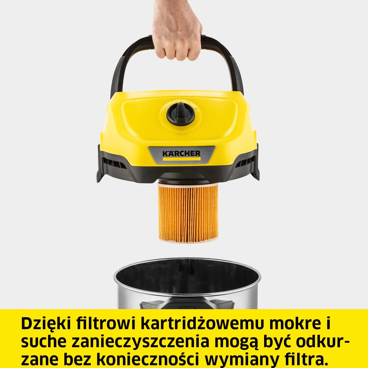 Kärcher Odkurzacz na Mokro/Sucho WD 3 S V-17/4/20, w tym filtr, 1000 W, zbiornik ze stali nierdzewnej: 17 l, wąż ssący: 2 m i przechowywanie węży, funkcja wydmuchu, ssawka do podłóg i szczelin
