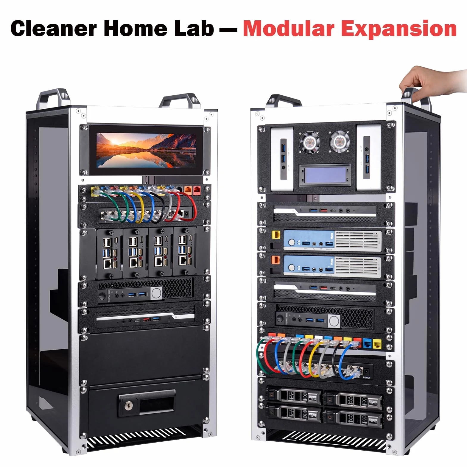 DeskPi RackMate T2 10-calowa szafa serwerowa 12U mini rack 260 mm srebrny
