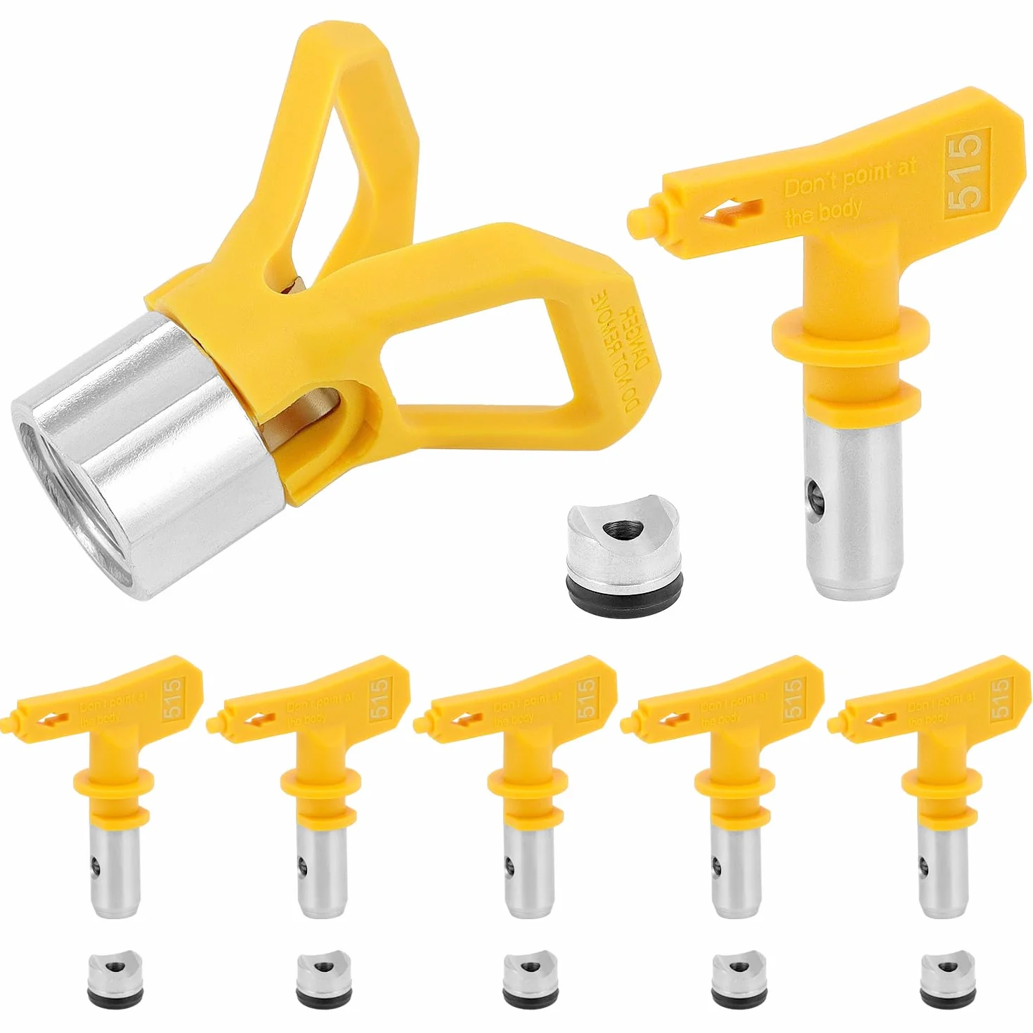 QWORK® Airless zestaw dysz do modeli 515/517519521/523/525, 6 dysz Airless z uszczelką końcówkową, 1 siedzisko dysz, kompatybilne z większością pistoletów natryskowych Airless