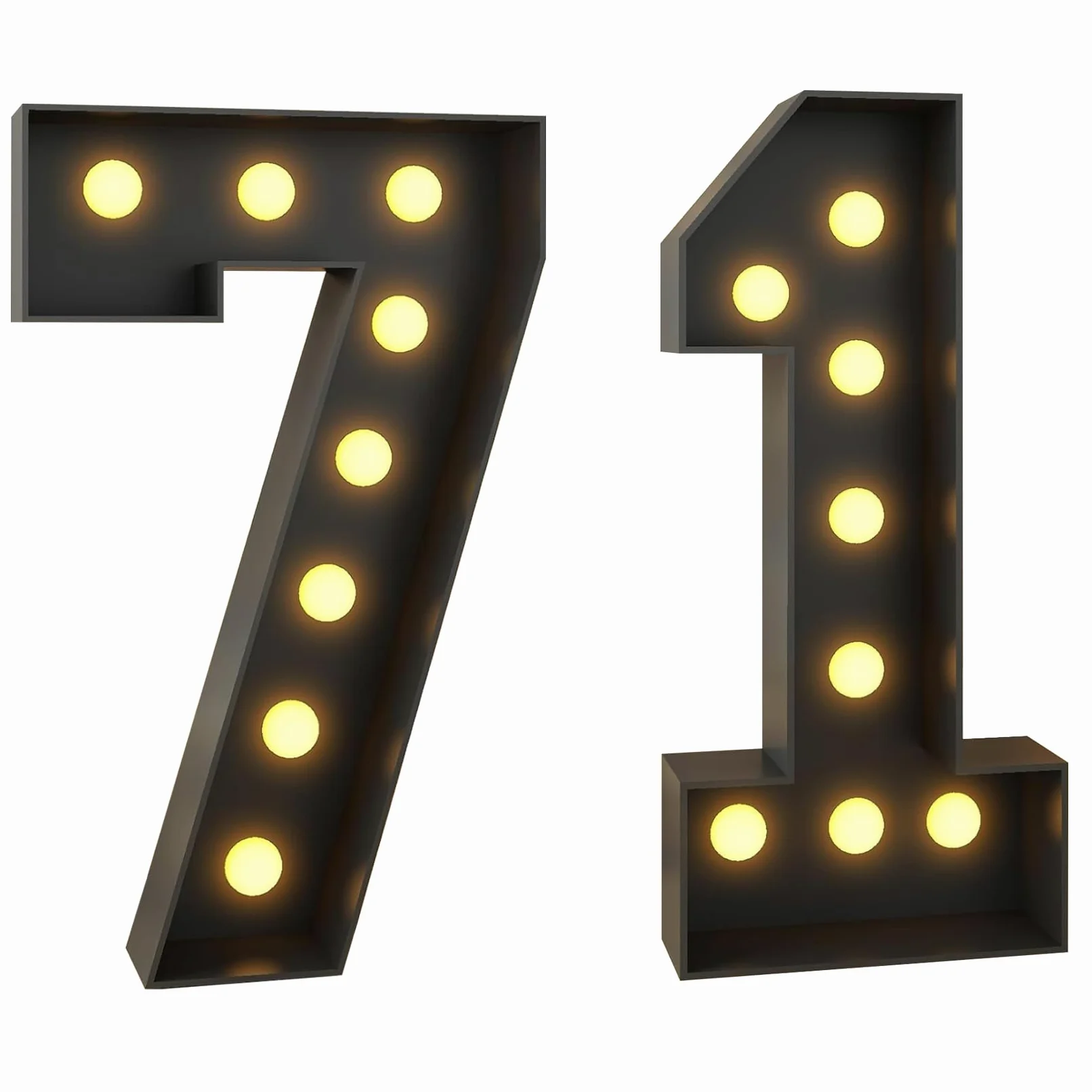 70 cm podświetlany numer 71, czarna duża mozaika, podświetlane liczby, wstępnie wycięty zestaw płyt piankowych na urodziny, wesela, rocznice dziecka, dekoracja imprezowa