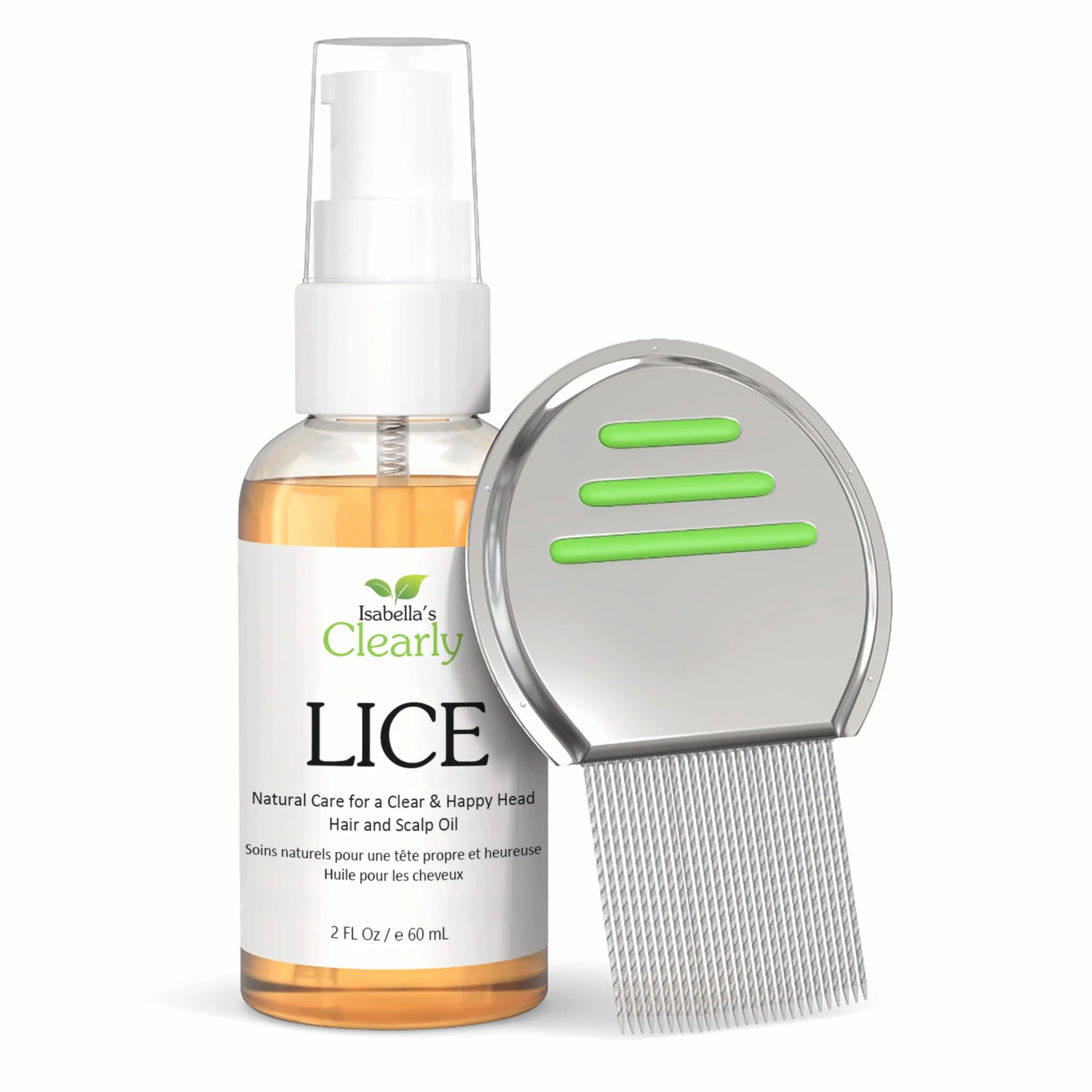 Isabella's Clearly LICE, Powerful Lice Remover with Natural and Essential Oils to Help Eliminate Lice, Nits, Eggs | No Toxins or Harsh Chemicals | Rosemary, Cedarwood, Tea Tree | Metal Nit Comb Included (60ml)