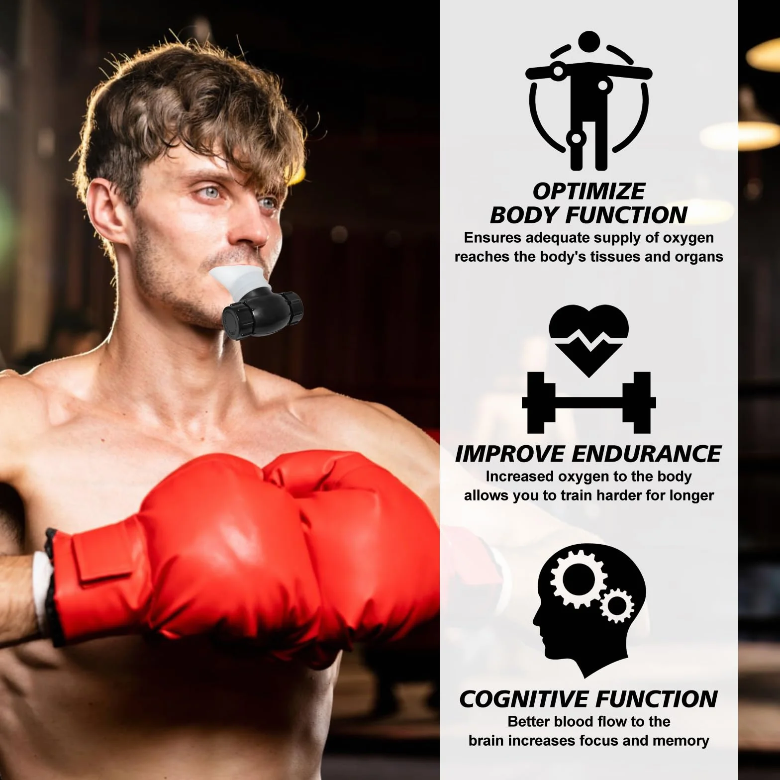 oxyfit trener oddychania, trener oddechowy płuc, przyrząd do treningu pojemności płuc z regulowanymi opornikami dla zwiększenia wytrzymałości oddechowej – biały
