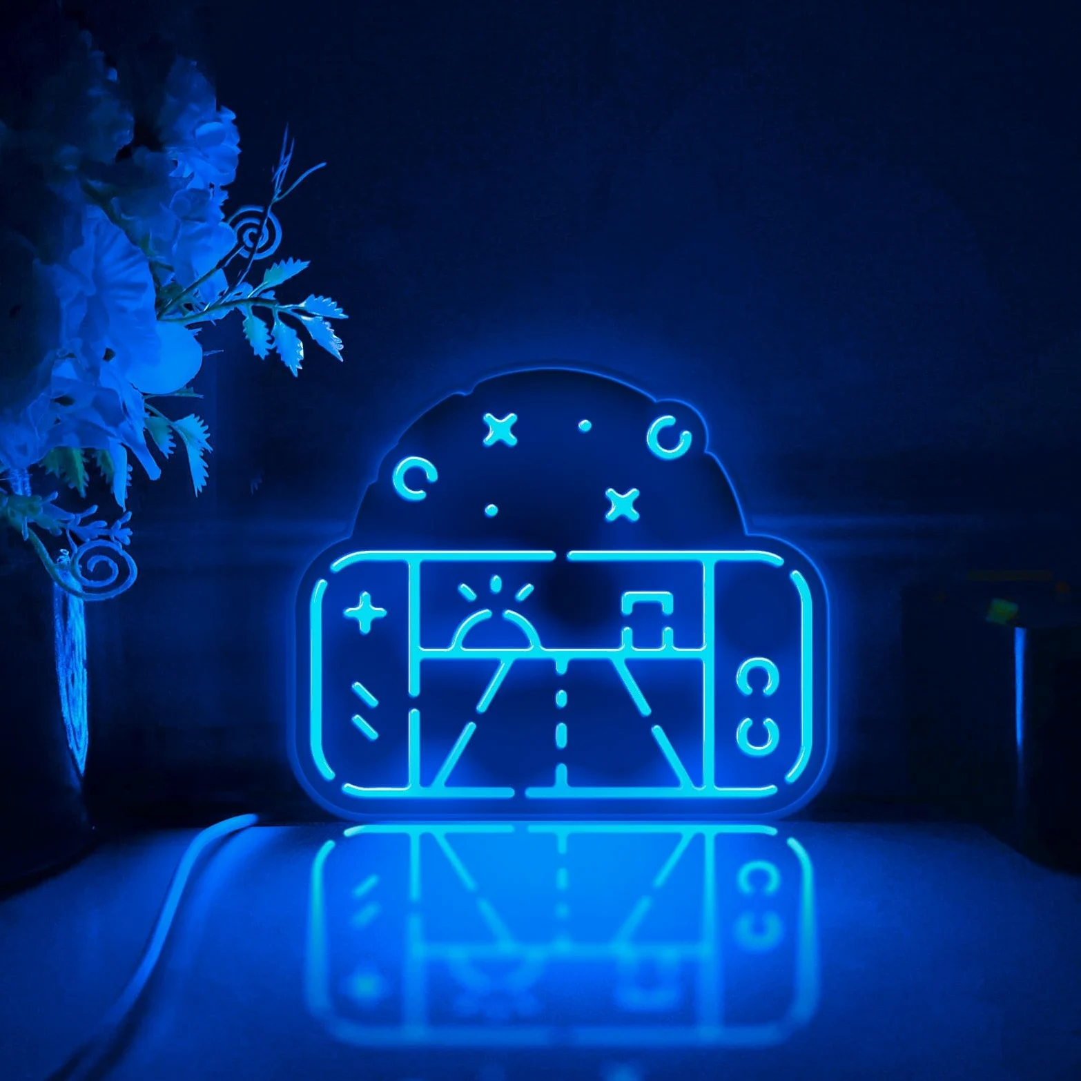Przenośna konsola do gier LED, konsola do gier, dekoracja ścienna, znak świetlny, dekoracja biurka, dekoracja sypialni, prezent dla graczy (światło RGB, średni rozmiar)