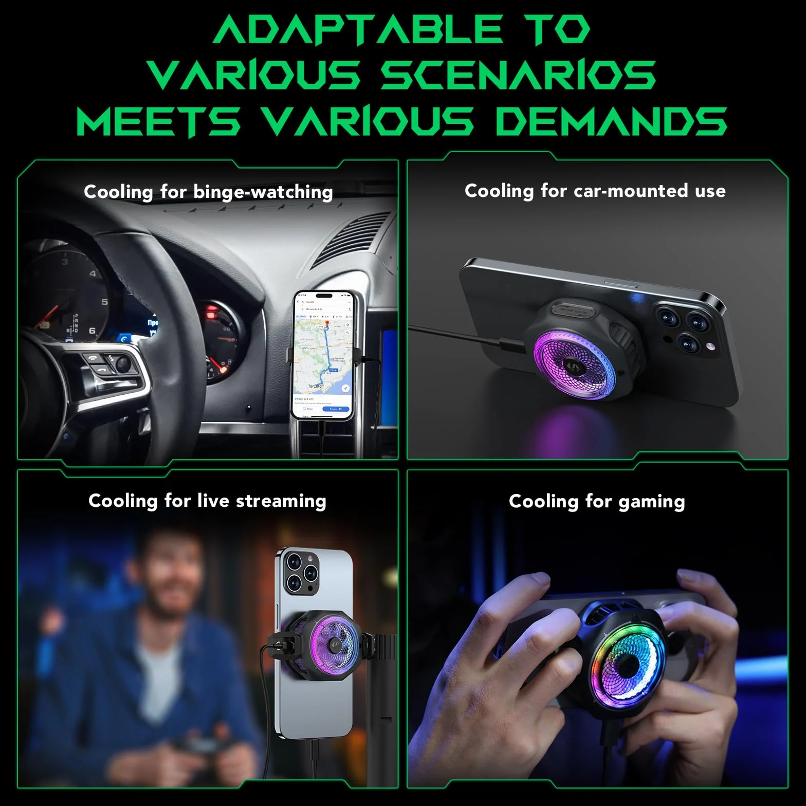 Black Shark Chłodzenie magnetyczne do 4Pro, przenośny wentylator RGB, grzejnik z zdejmowalnym uchwytem, inteligentne sterowanie