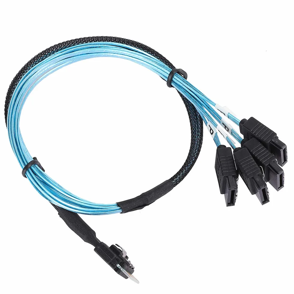 Kabel Mini SAS 38p 12Gb/s SFF-8654 do 4 x SATA, wewnętrzny do serwera