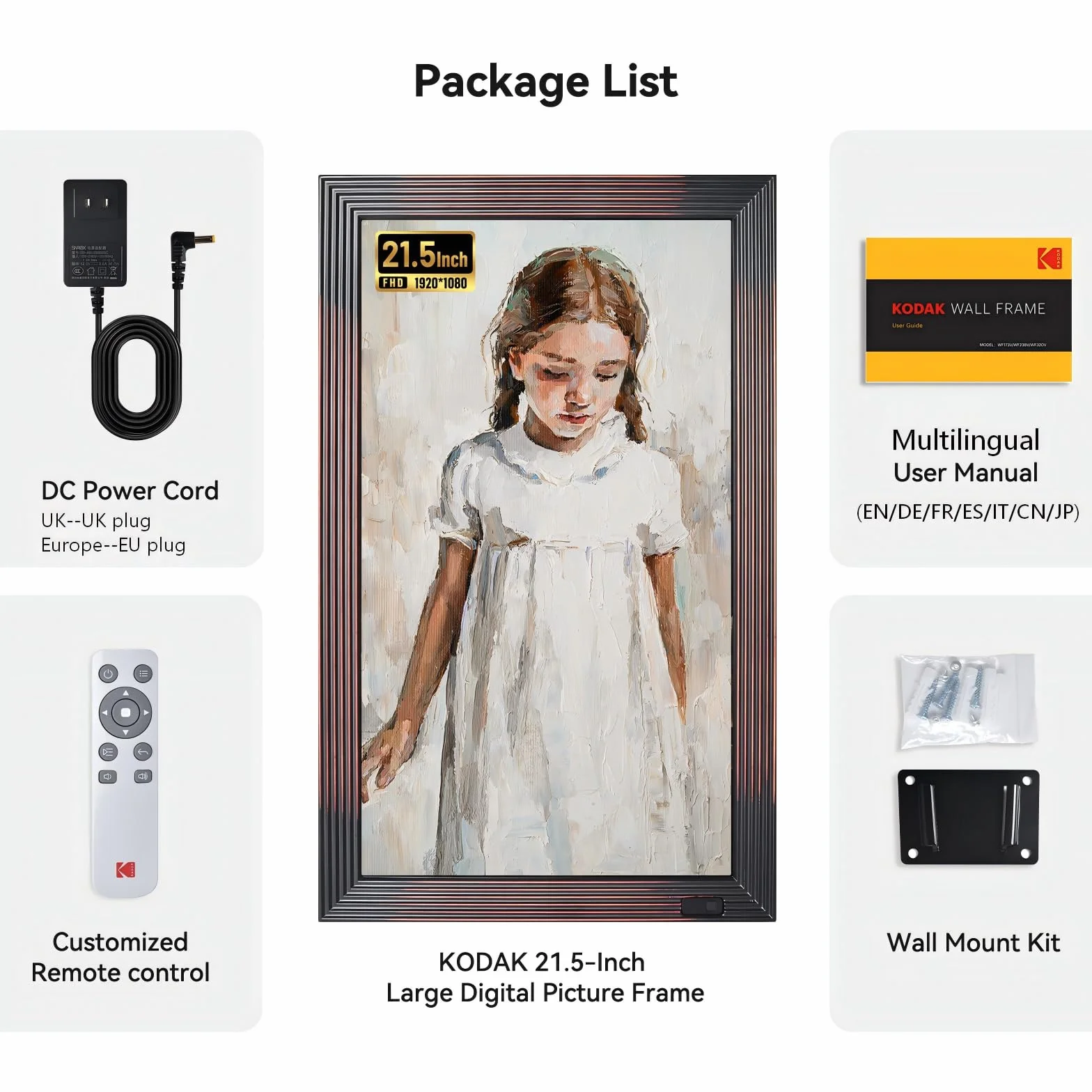KODAK 21,5 cala Cyfrowa ramka na zdjęcia FHD Wi-Fi 32 GB