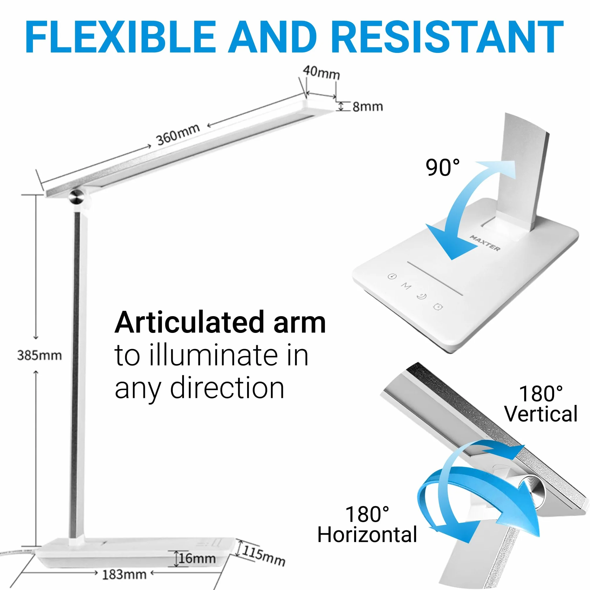 Maxter Lampa Biurkowa LED 6W 550lm USB Akumulatorowa