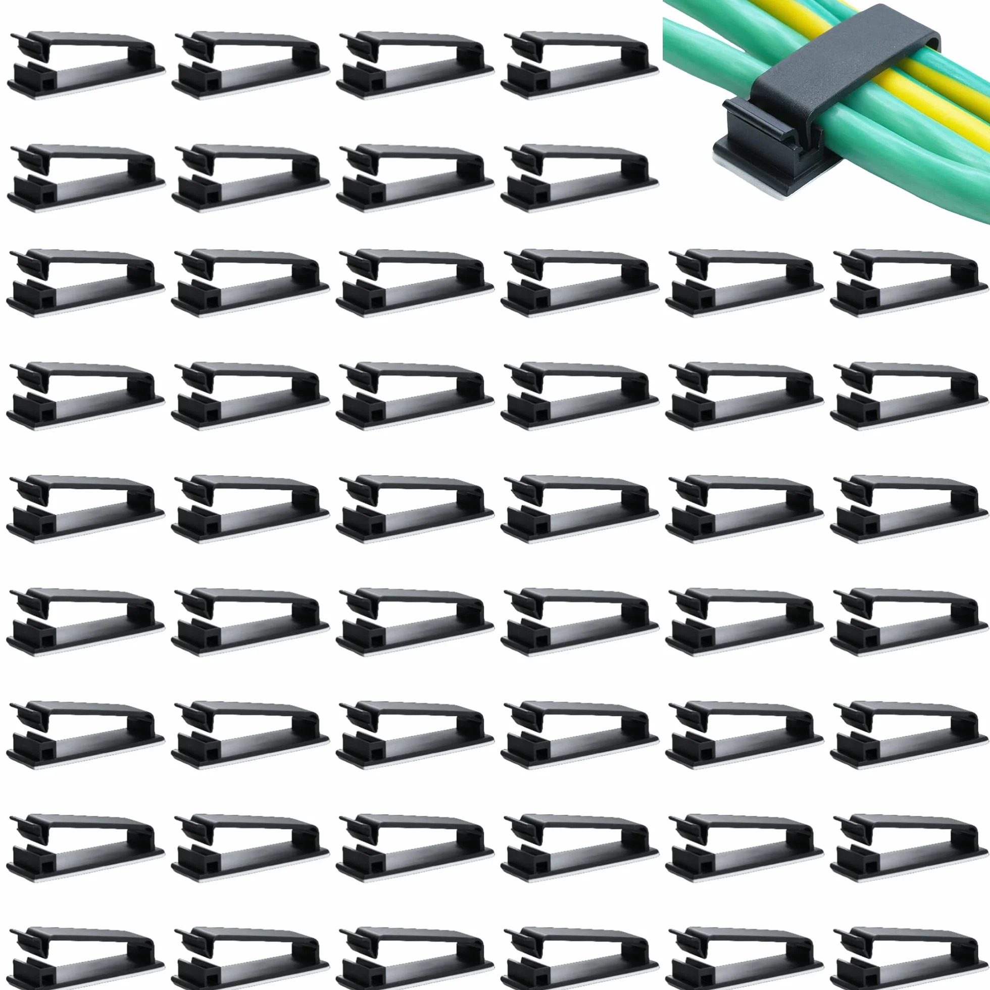 50 sztuk samoprzylepne kablemane do organizacji przewodów, 22mm/0,86 cala, czarne, trwałe organizatory przewodów do TV, PC, laptopa, Ethernetu, stacjonarnego komputera, domu i biura