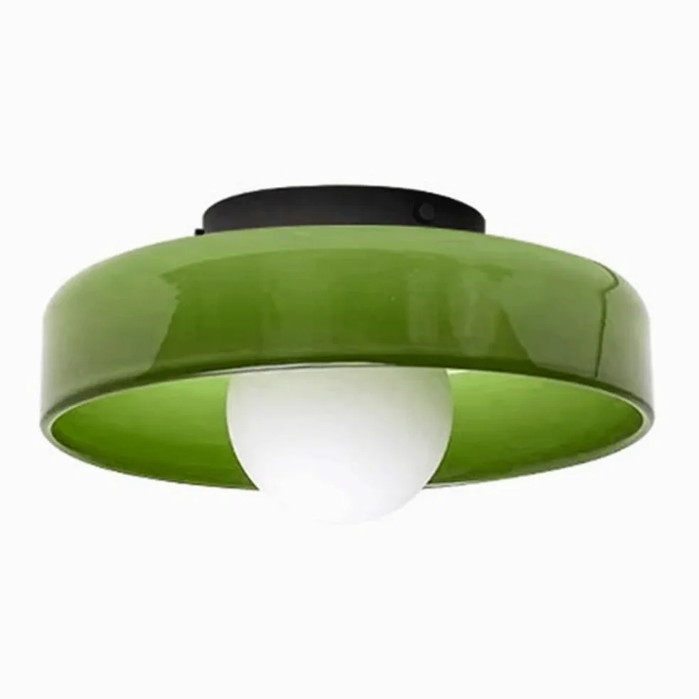 Nowoczesna lampa sufitowa z pomarańczowego szkła w dużym rozmiarze do salonu, biura, jadalni, w stylu nordyckim, prosta okrągła lampa ścienna, półwpuszczana, w pobliżu korytarza lub sypialni.