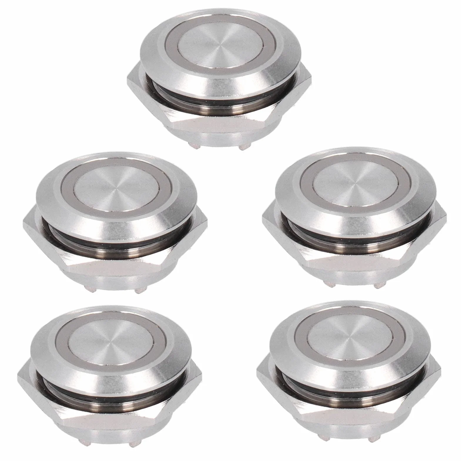 5 szt. Metalowy Chwilowy Przełącznik Wciskany z diodą LED, Mini Auto Reset Ultra Cienki Wodoodporny Przełącznik 19 Mm (DC12~24V Niebieski)