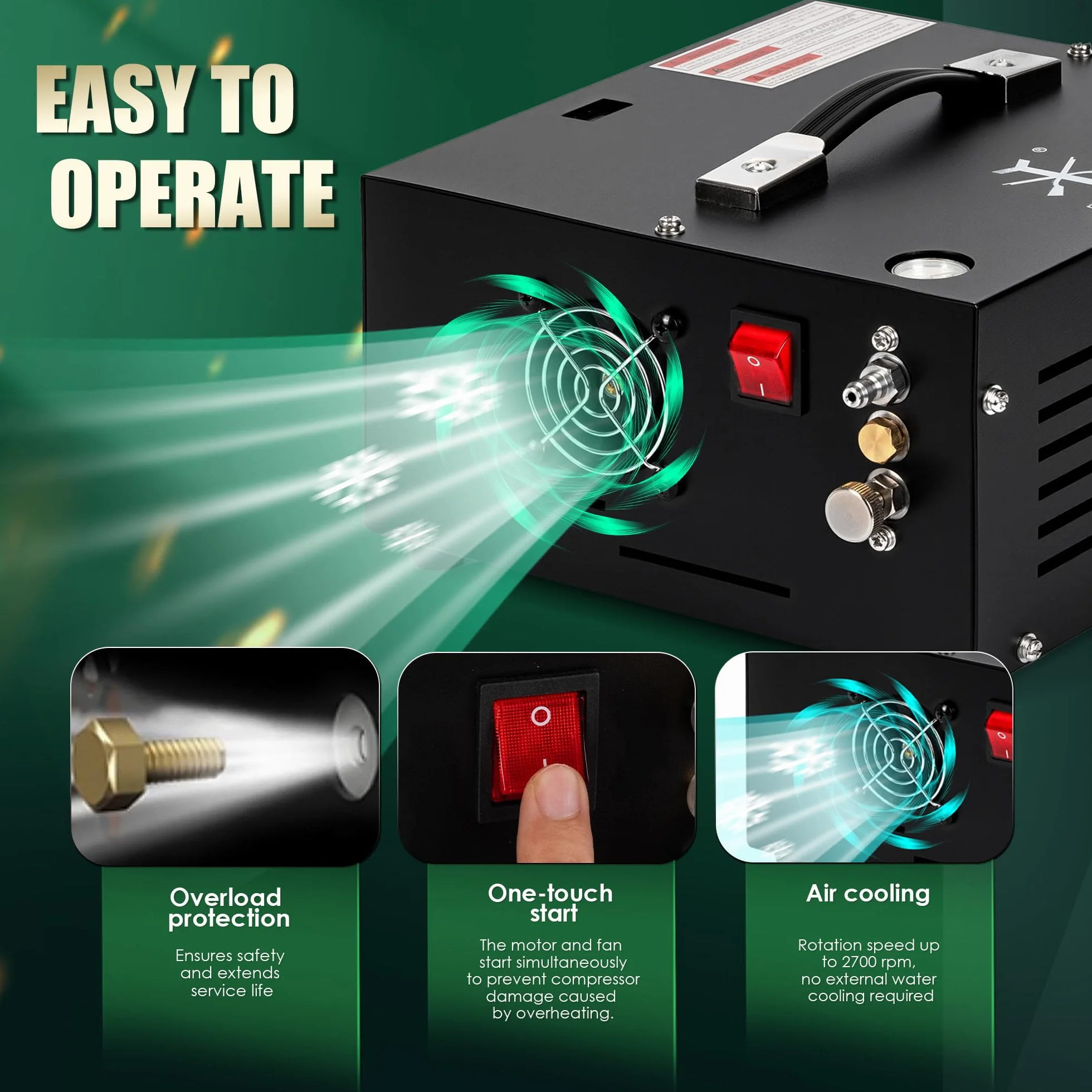 Sprężarka powietrza TUXING PCP 4500Psi 30Mpa bezolejowa 12V 220V pompa do wiatrówek TXES061