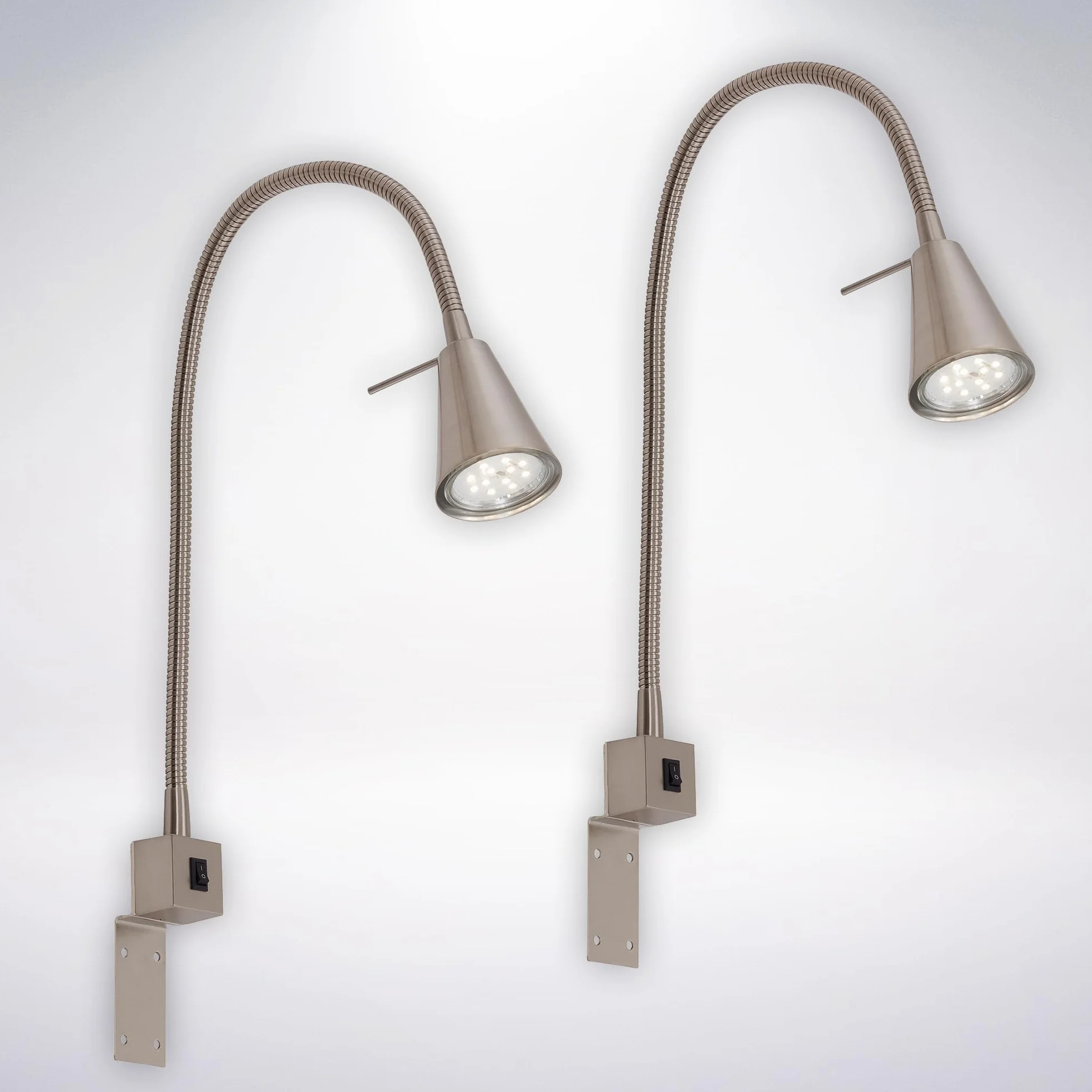 BRILONER - Zestaw 2 Lamp LED do Czytania, Włącznik/Wyłącznik, Wychylna z Wieloma Pozycjami, Lampa Ścienna, Lampka Nocna