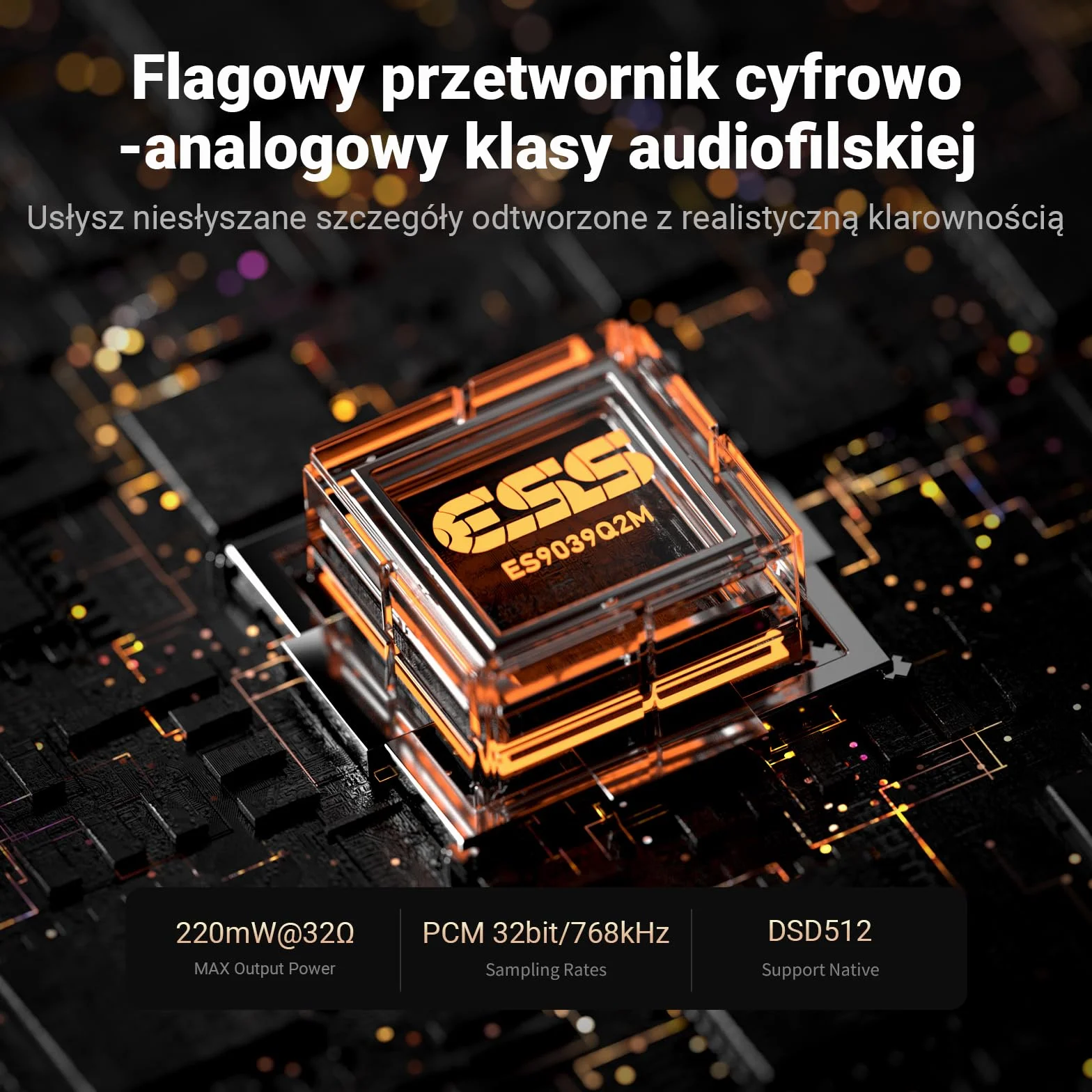 Fosi Audio DS3 USB-C DAC Amp Dongle,Przenośny Wzmacniacz Słuchawkowy z Przestrzennym Dźwiękiem 7.1 do gier, ES9039Q2M XMOS POWERED,3,5mm Pojedyncze 4,4mm Zbalansowane, do PC/Telefonu/PS5/Switch-Biały