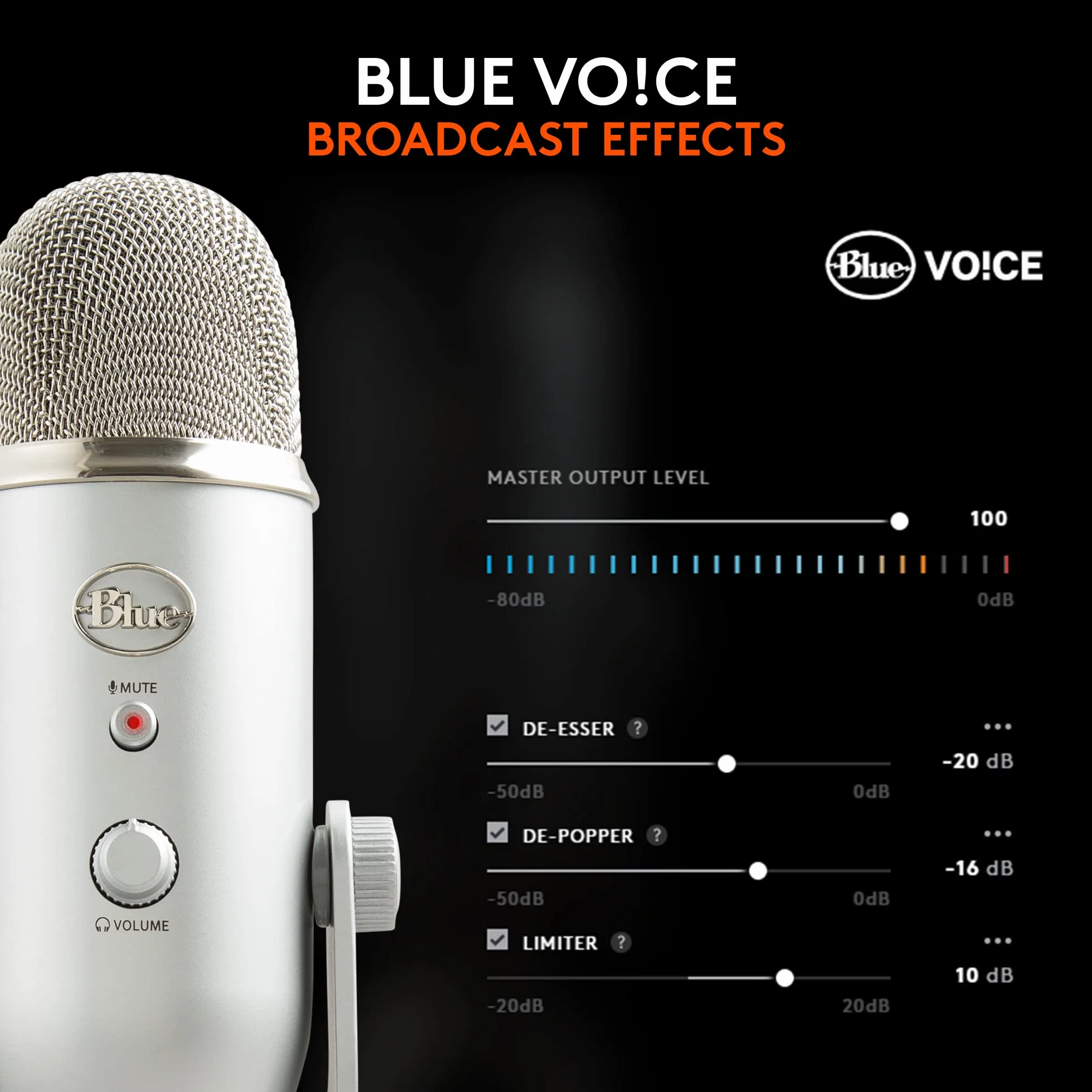 Blue Yeti Mikrofon USB do PC, Mac, Gaming, Streaming, Podkasty, Mikrofon Kondensacyjny do Studio i Komputera, Blue VO!CE, 4 Sposoby Wychwytywania Dźwięku, Plug and Play - Srebro