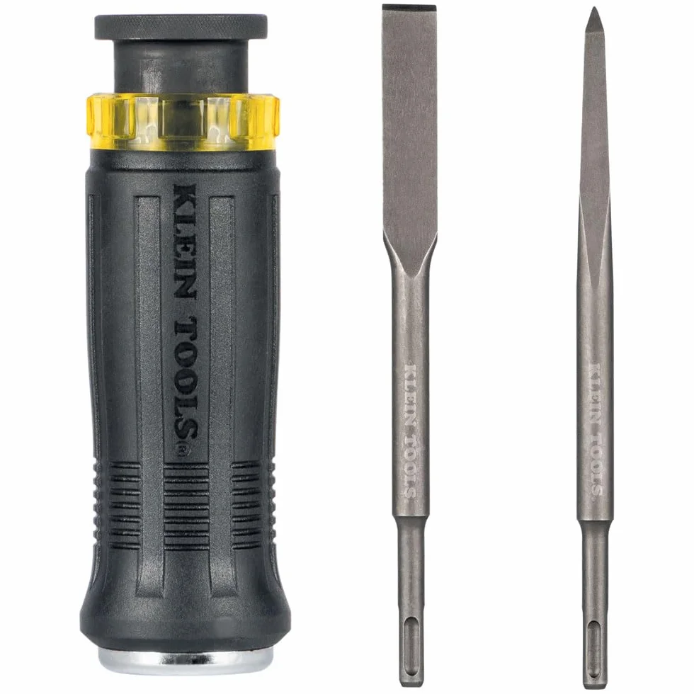 Klein Tools 32753SD Wkrętak rozbiórkowy, płaskie dłuto i końcówki Bull Point, do stosowania z wiertarkami udarowymi i łomami ręcznymi, 3-częściowy