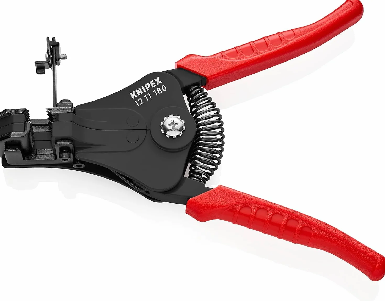 KNIPEX Szczypce do ściągania izolacji z ostrzami kształtowymi lakierowana w kolorze czarnym Z nasadkami z tworzywa sztucznego 180 mm, 12 11 180