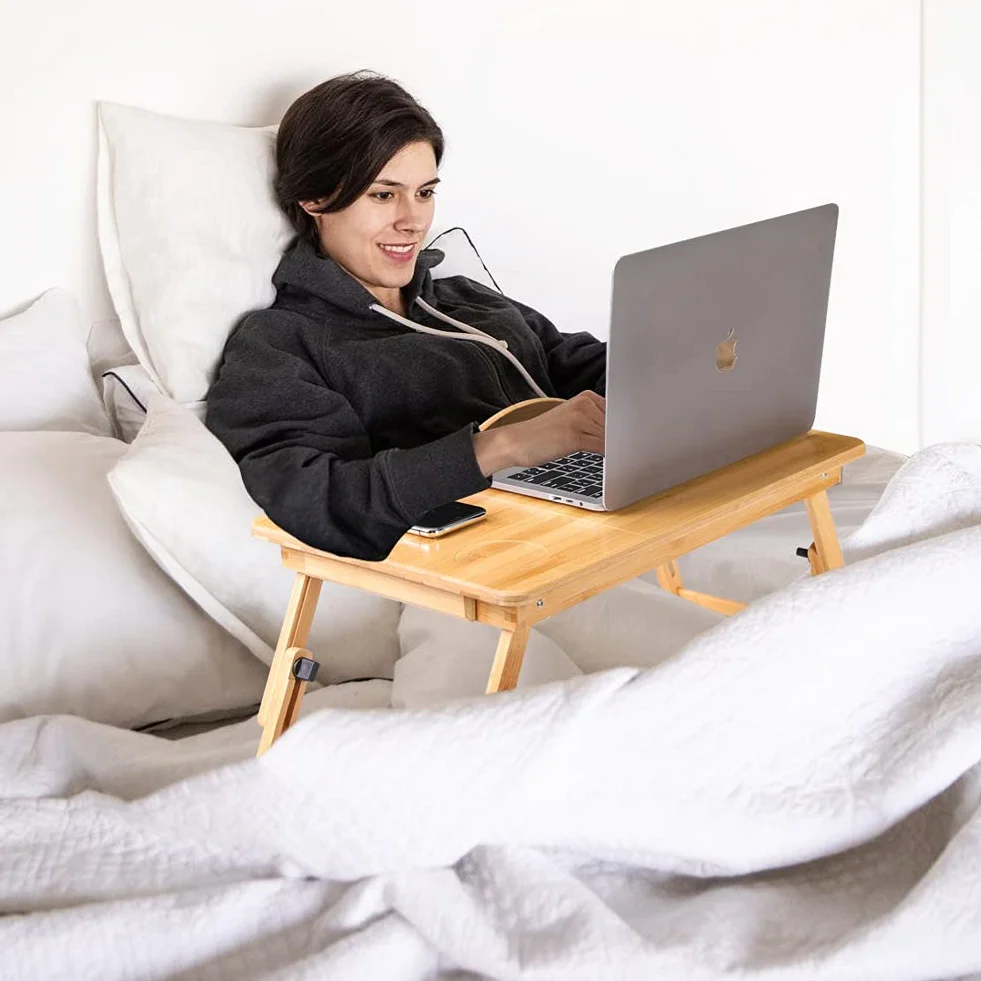 lyrlody składane biurko na laptopa, z szufladą i otworami wentylacyjnymi (typ B)