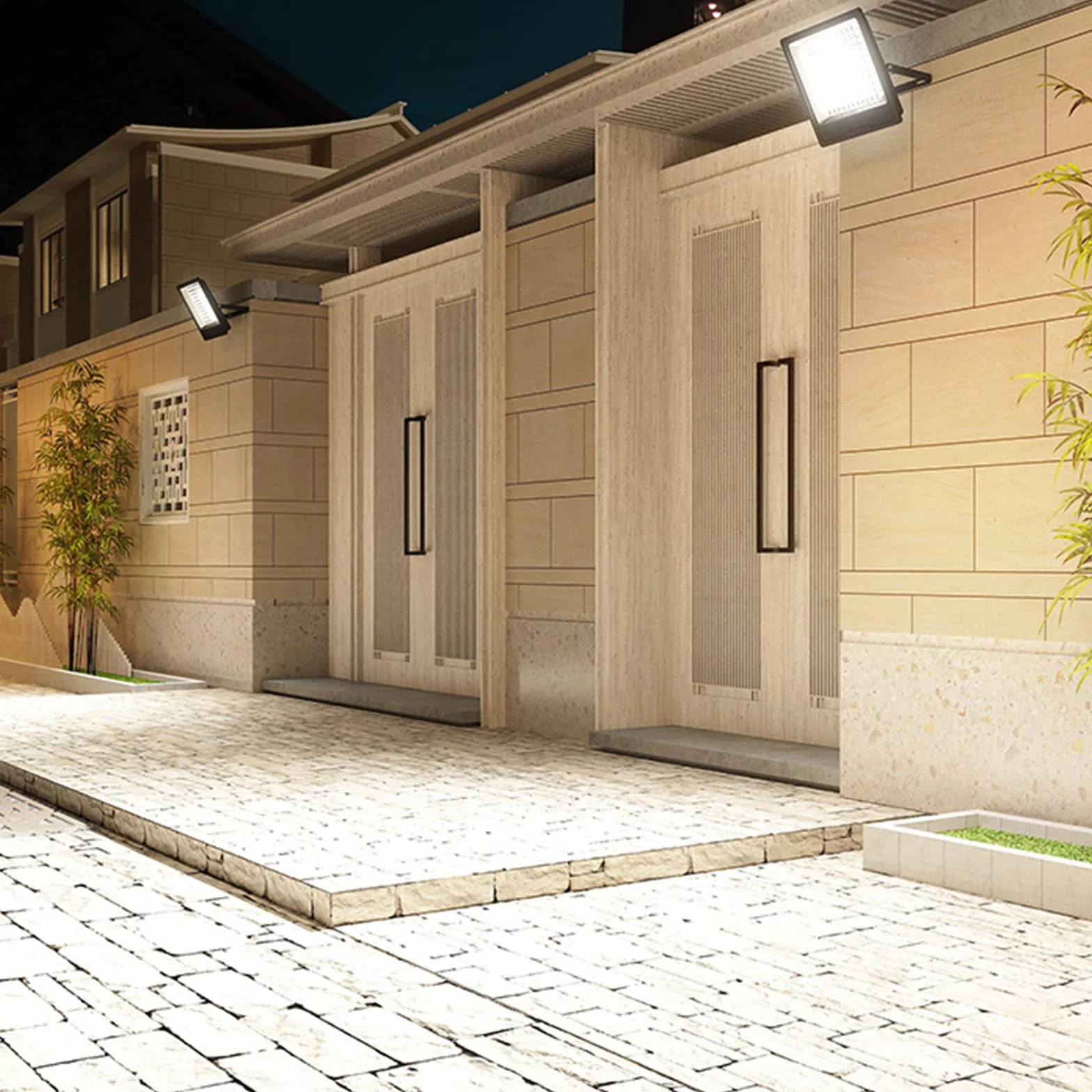 lampy solarne， Zewnętrzna lampa zabezpieczająca IP66, reflektorki z regulowanymi głowicami do ogrodu, na patio, podjazd, podwórko i nie tylko(30W)