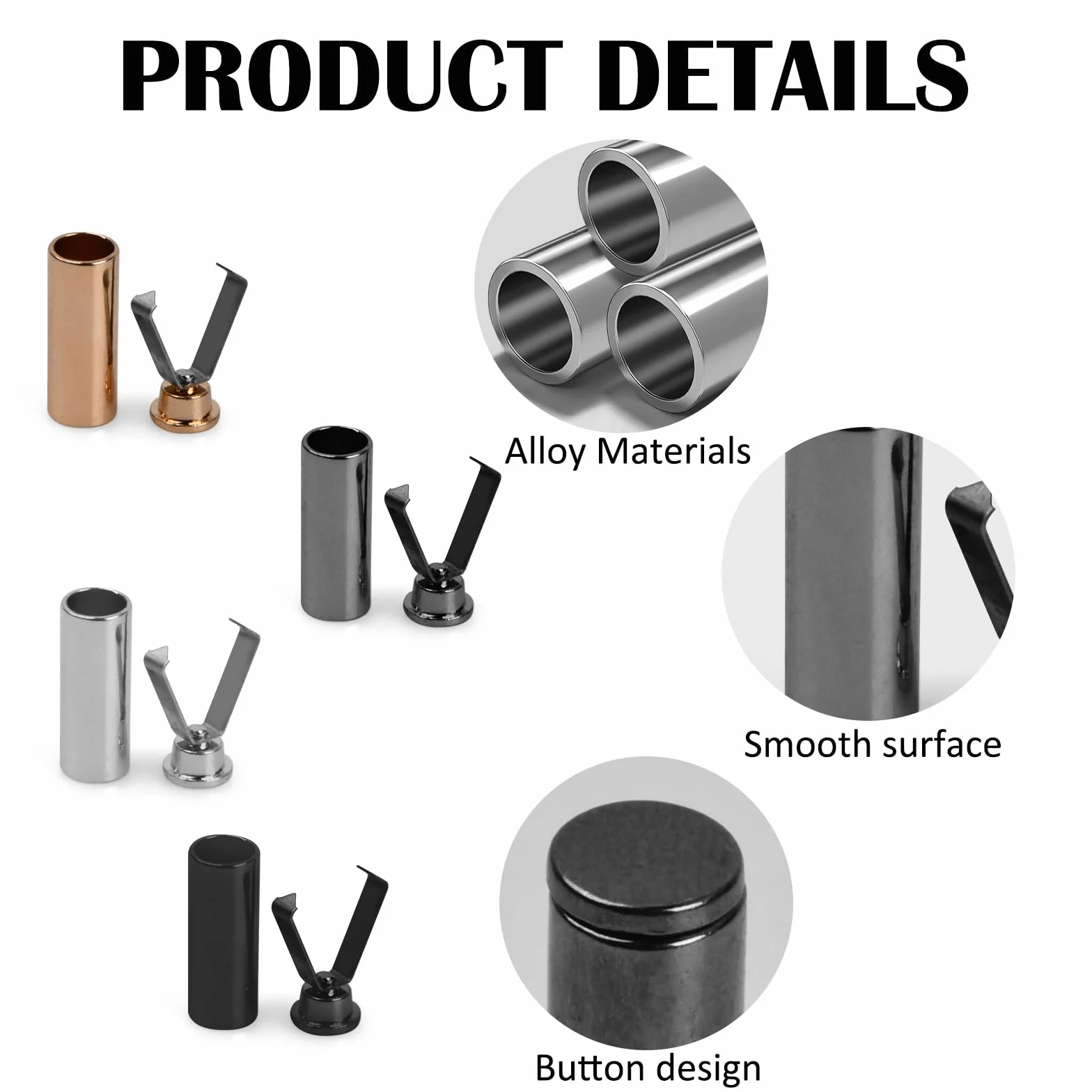 Dokeno 24 szt. końcówek do sznurówek, 4 kolory głowa i sznurówki, metalowe sznurowadła do naprawy butów DIY Deco, aluminiowe klamry do sznurówek, głowa do odzieży plecak odzież sportowa, czarny,