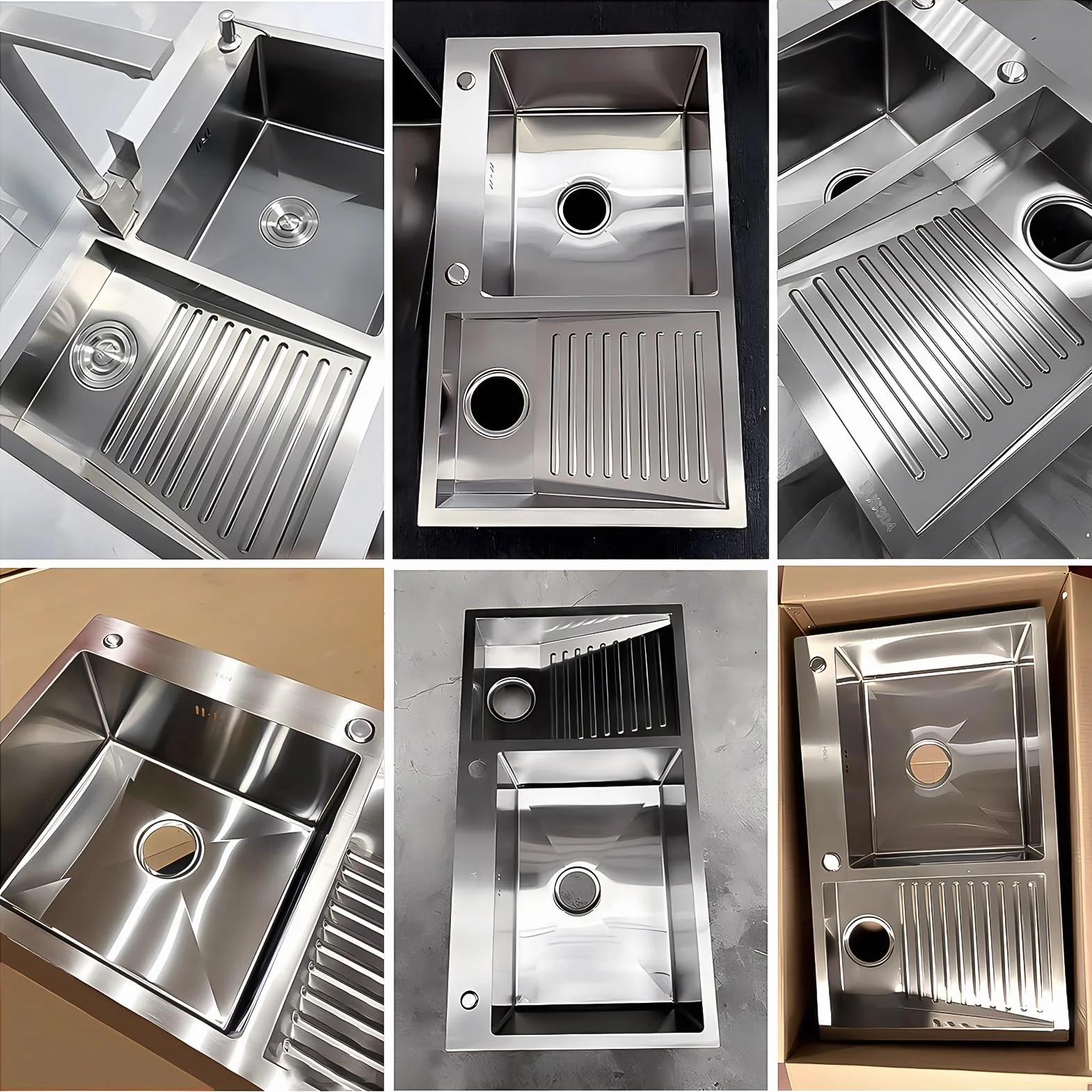 Utility Laundry Sink With Washboard, Hand Washing Tub With 4mm Thick Panel, Stainless Steel Laundry Basin, Workstation Washing Basin With Drain Kit, For Utility Room, Basement(A,80x48x22cm)