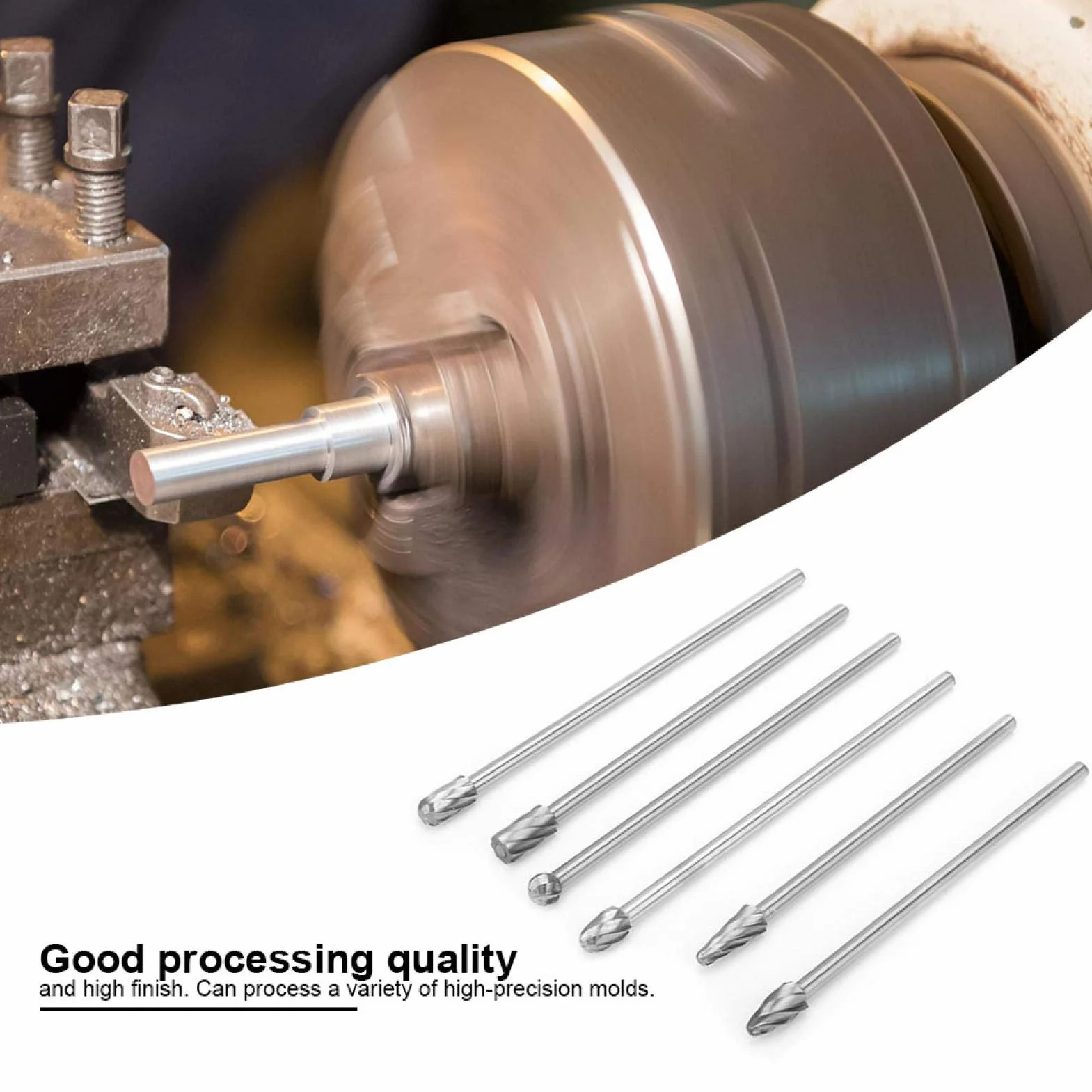 Rotary Burr - 6 sztuk 6 mm 1/4" trzonek aluminiowy Rotary Grat frez bardzo d?ugi 150 mm frez do metalu, stali, marmuru, jadeitu, ko?ci obróbki drewna