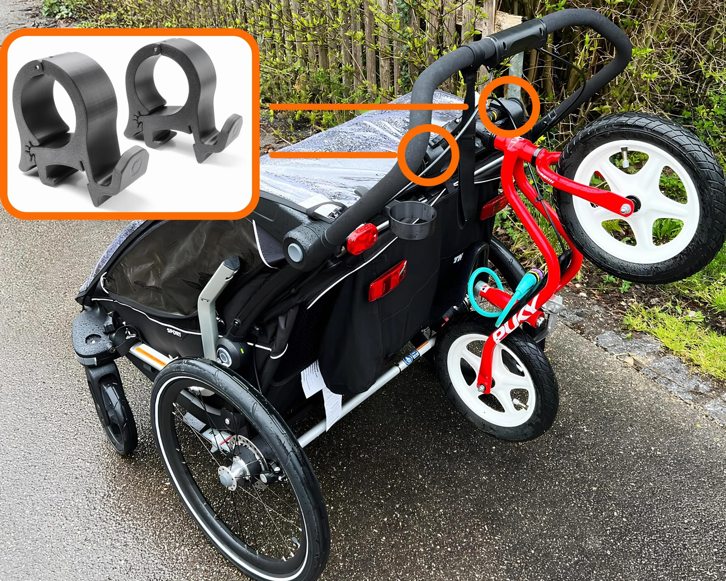 Thule Chariot Sport Cross Cab Lite CX1 uchwyt na koło do roweru dziecięcego uniwersalny uchwyt na koło, łatwy montaż, wytrzymały i praktyczny