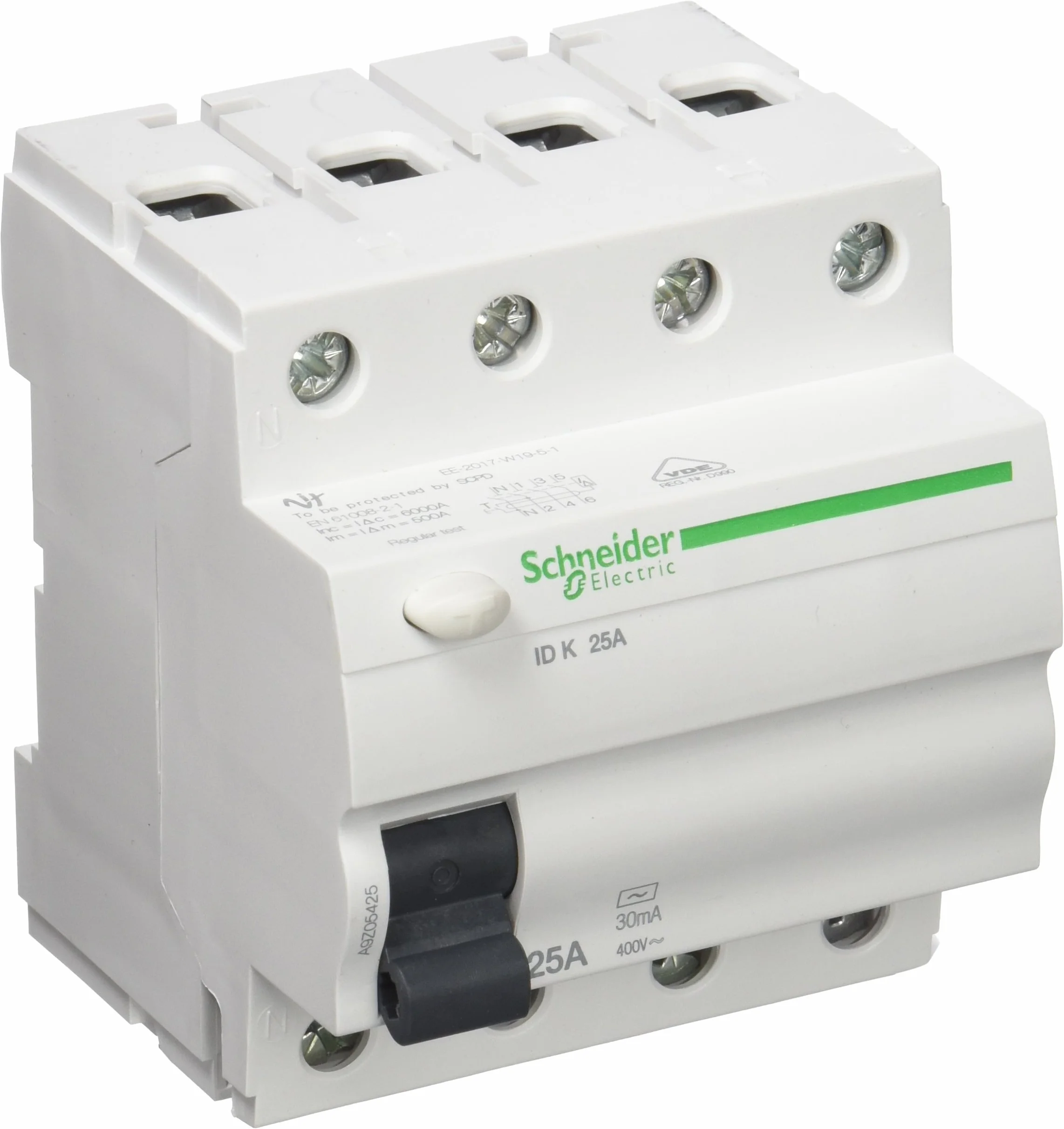 Schneider Electric a9z05425 wyłącznik różnicowoprądowy, 4P, 25 A, 30 mA, AC, biały