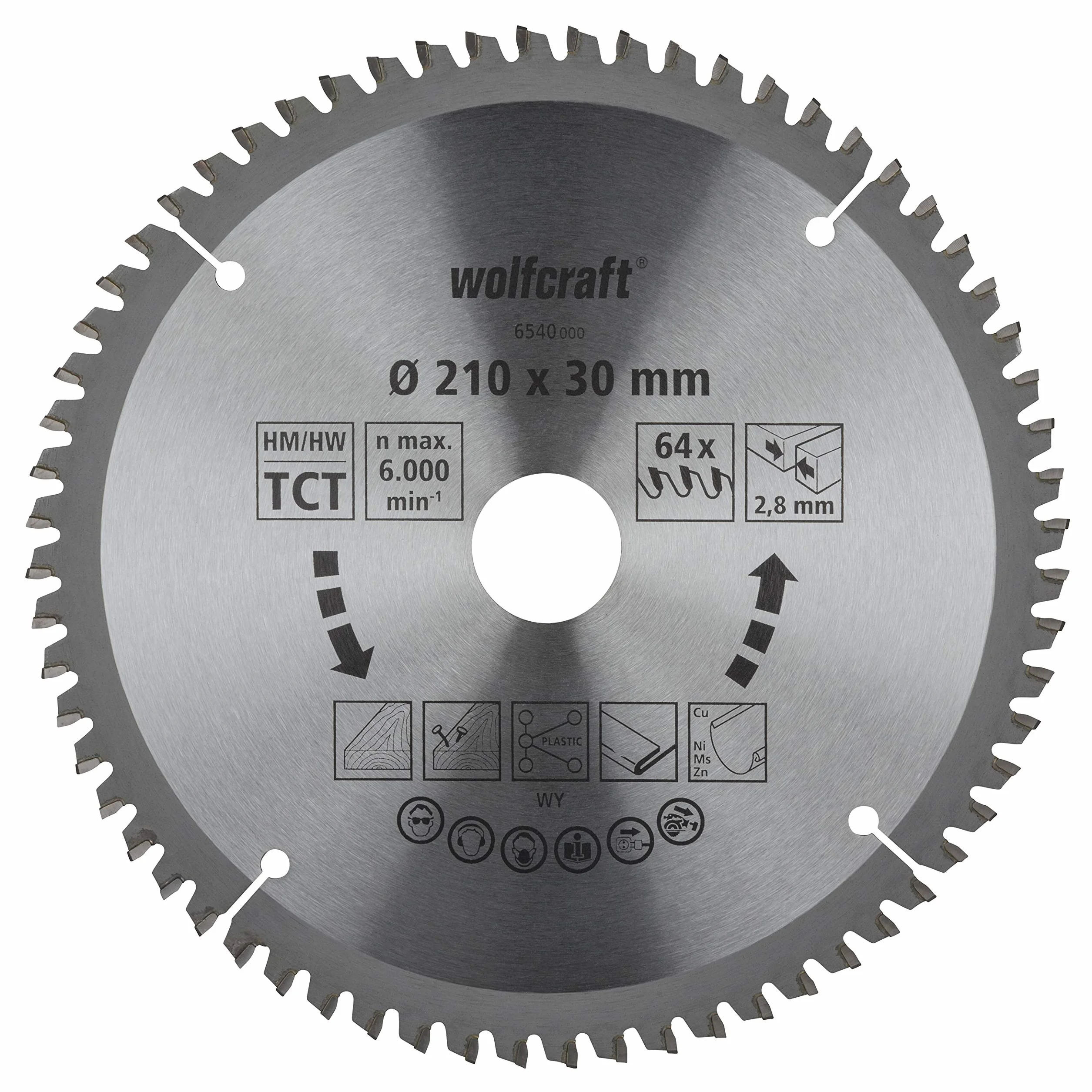 Wolfcraft 6540000 brzeszczot do piły ukośnej ø 210 mm – delikatne, czyste cięcie
