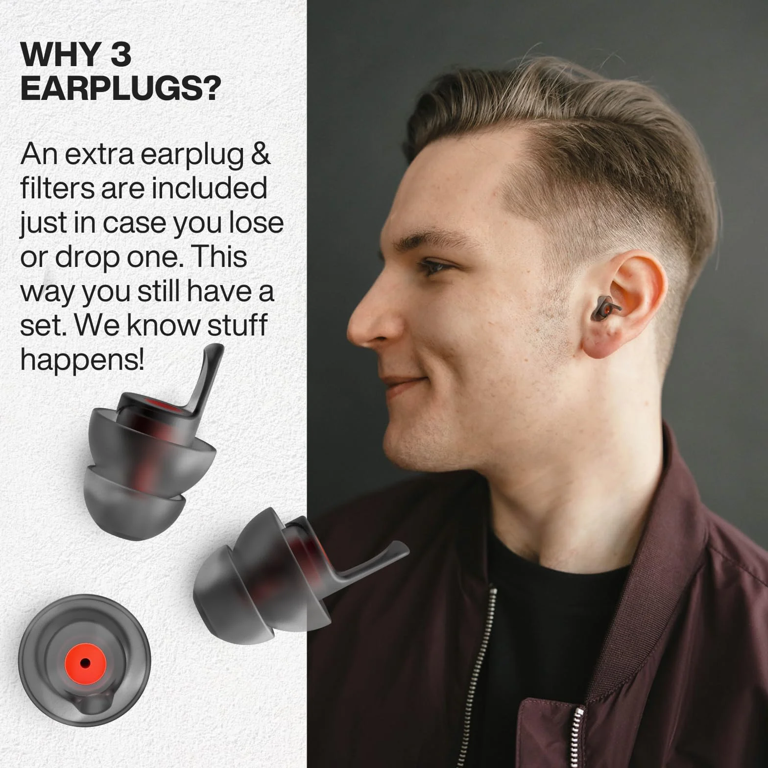 EarPeace Moto Oryginalne zatyczki do uszu z redukcją szumów, wielokrotnego użytku, wysoka jakość ochrony słuchu do motocykli, sportów motorowych, wycieczek, dojazdów do pracy i wyścigów, średni