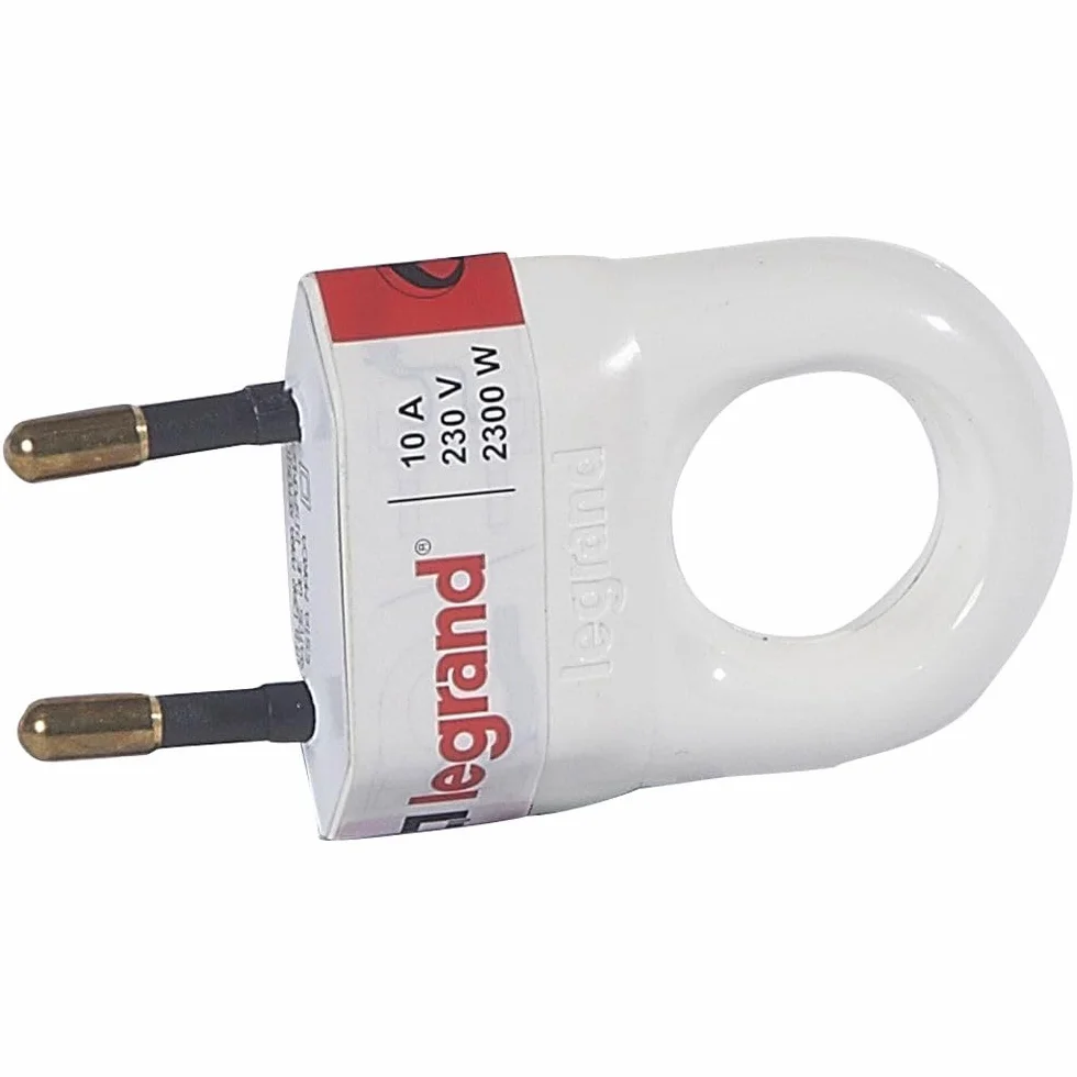 Legrand 050312 – Wtyczka z uchwytem pierścieniowym (10 A, 2300 W, 230 V) biała