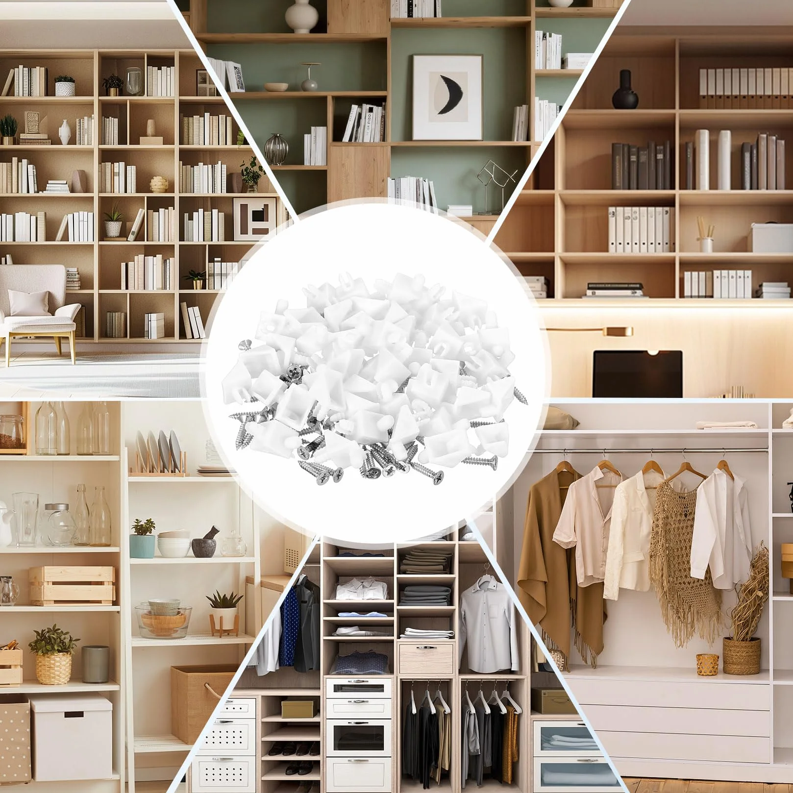 40 szt. wspornik do półek 5 mm, uchwyt do wkładki na półki dla regałów IKEA PAX, #101558 pasujący jako część zamienne do wkładki szaf garderobowych, do KOMPLEMENT (Biały)