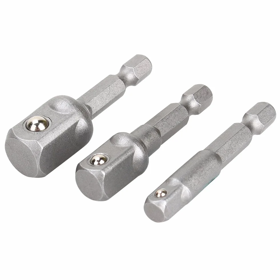 3-częściowy zestaw adapterów sześciokątnych, 1/4 cala 3/8 cala 1/2 cala sześciokątna nasadka, przedłużka, adapter, klucz nasadowy, klucz nasadowy, nasadka do wkrętarki akumulatorowej