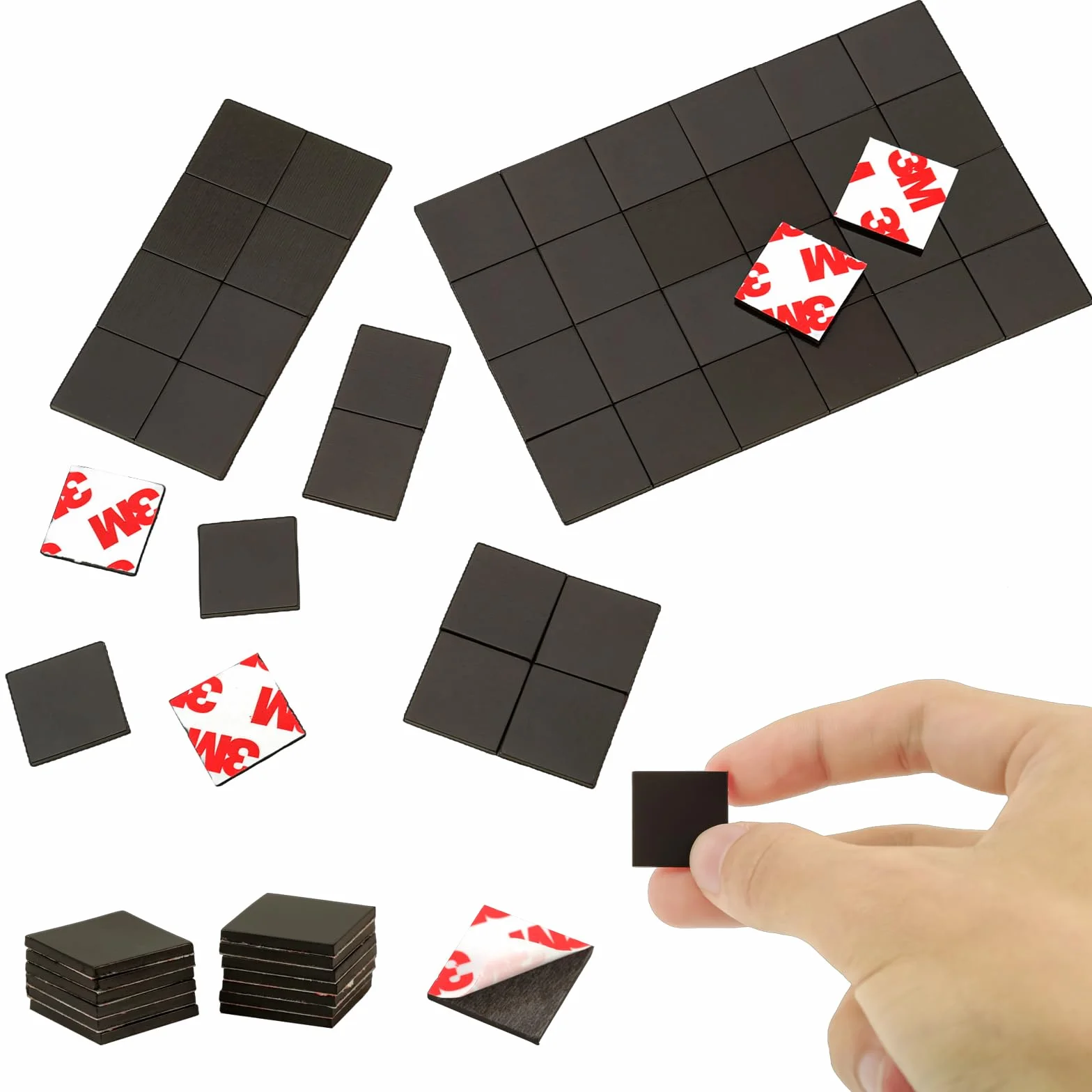 Magnetyczne kwadraty z samoprzylepnym podkładem 3M (144 szt. po 9 cm x 3/10.2 cm), samoprzylepna, wstępnie wycięta taśma magnetyczna do zajęć rodzinnych, odklej i przyklej, do kartek/obrazu/plakatu,