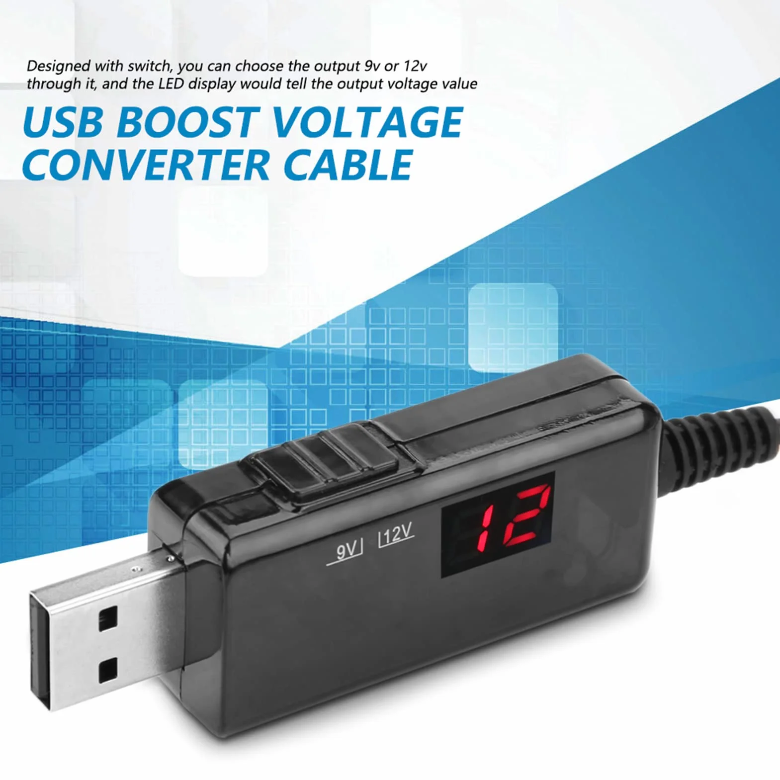 Konwerter napięcia USB 9V-12V DC Boost Converter ze wskaźnikiem LED
