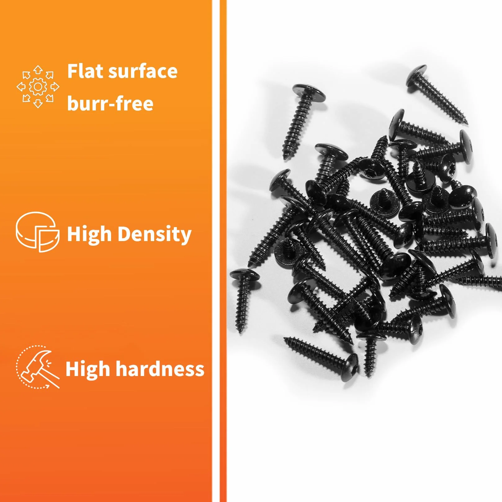 200 sztuk Wkręty M4.8 M3.9 do blachy, Wkręty samowiercące, Czarne, Wkręty do karoserii, Zestaw wkrętów do drewna Torx, Wkręty z płaskim czołem, Wkręty z łbem tarczowym z zestawem wkrętów Torx (Czarne
