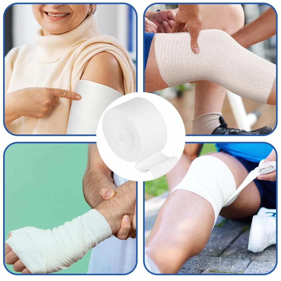 Rurowy elastyczny bandaż rozmiar D bandaże podtrzymujące zmywalny wielokrotnego użytku pierwsza pomoc opatrunek z gazy na ramiona dolne nogi sport 7,5 cm x 8 m