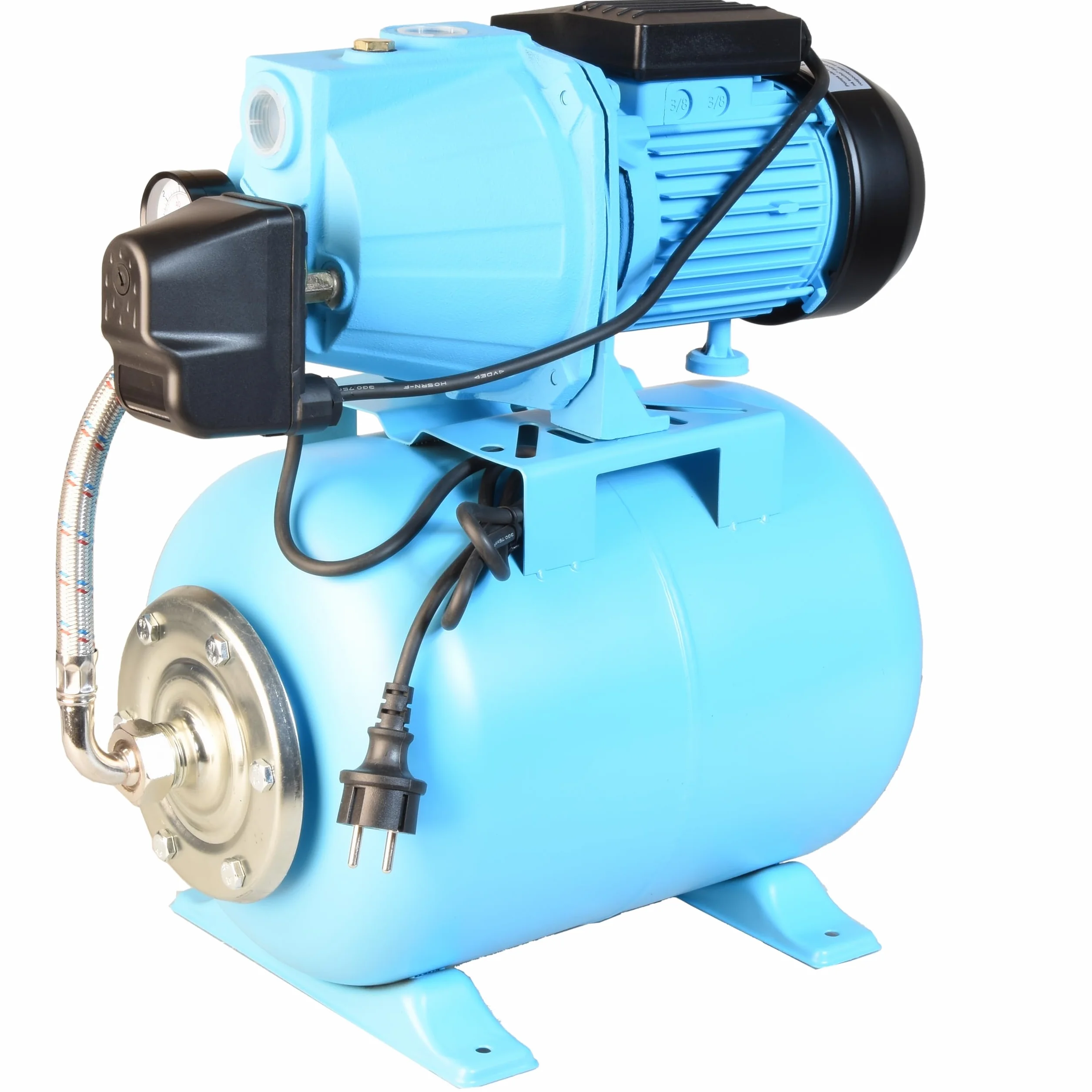 Hydrofor Domowy 24L Pompa Hydroforowa SET 100S (750 W, 3000 l/h, max. podnoszenie 42 m) Zbiornik Przeponowy na Wodę 24 Litry + Osprzęt PEŁEN ZESTAW ZŁOŻONY