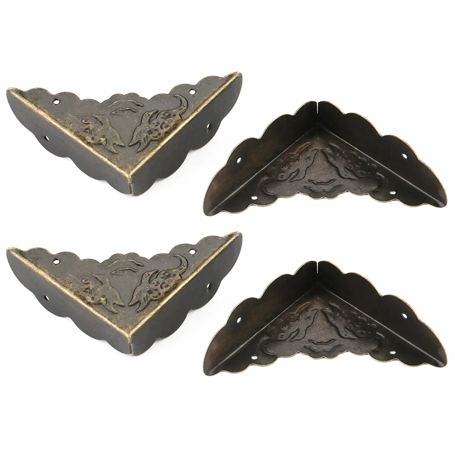 12 stücke Eckenschutz Vintage Bronze Eisen Dekorative Füße für Holzkiste Rand