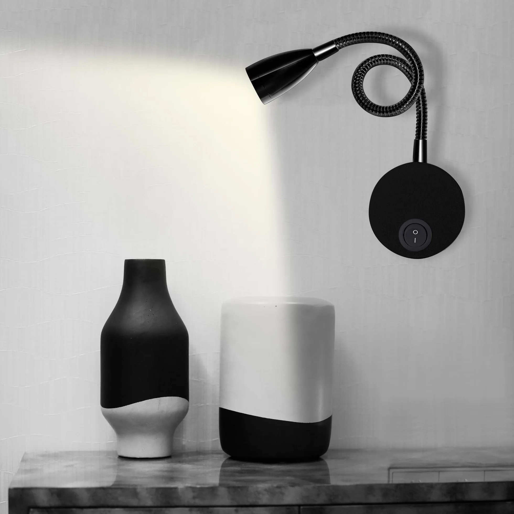 Lampka do czytania LED,Lampka nocna naścienna na biurko z Przełącznik dotykowy Ciepłe oświetlenie,200lm / 3000k / 3w / 110-240v Ac, kąt wiązki: 30°, Długość gęsiej szyi:28cm (czarny)