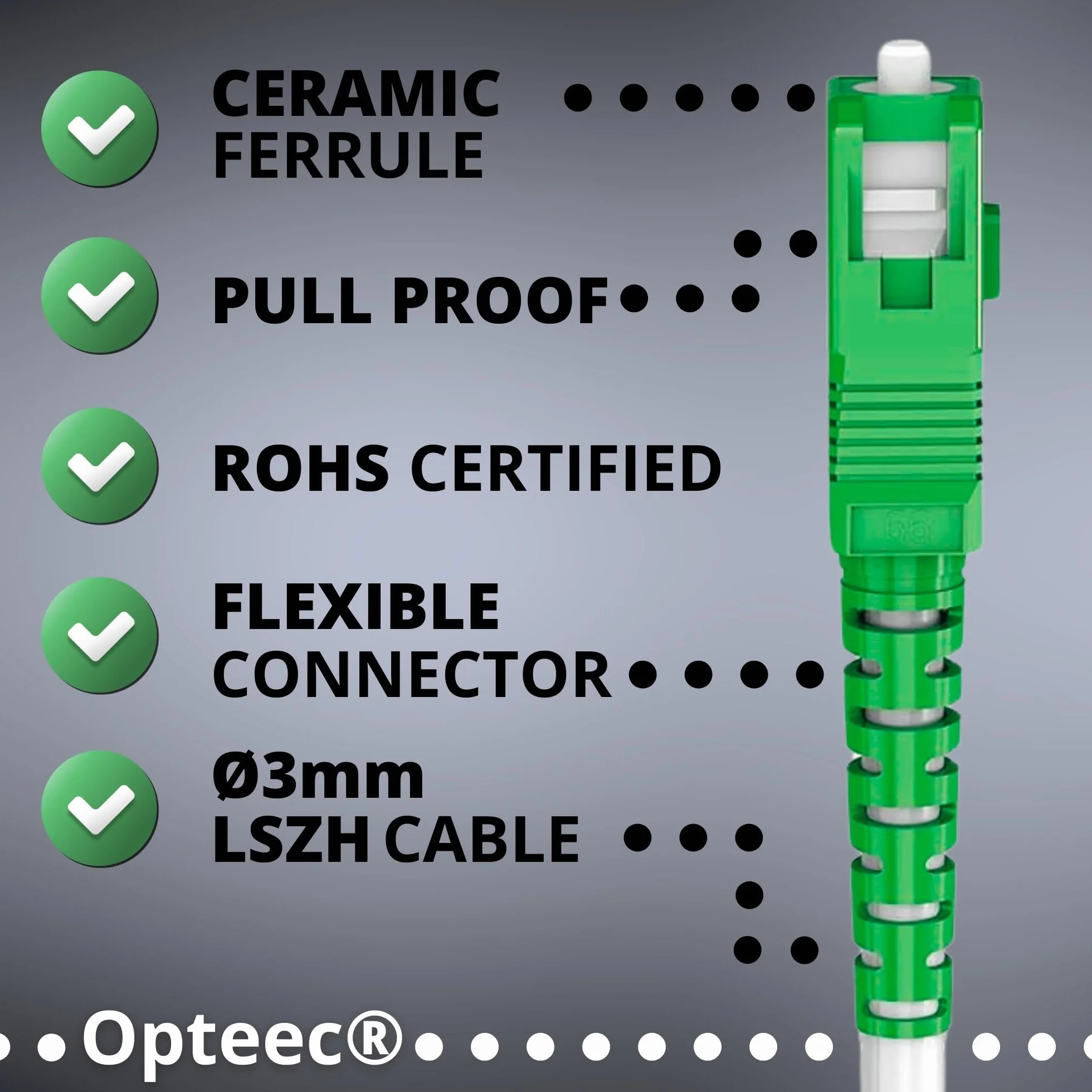 Optyczny kabel opancerzony SC-APC do SC-APC Simplex 0,5M Biały