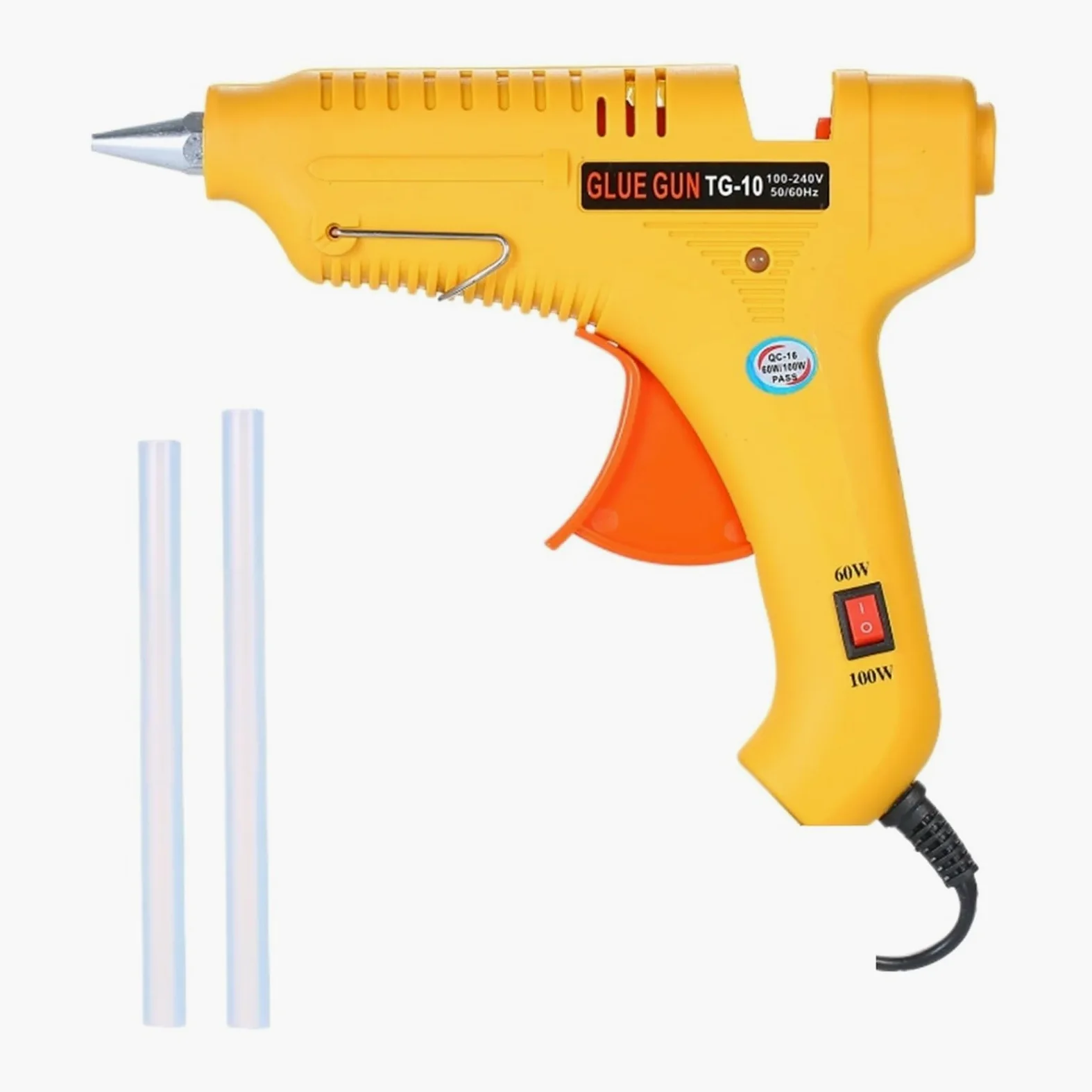 Pistolet Do Klejenia Na Gorąco 60 W/100 W Regulowana Moc Maszyna Do Klejenia Na Gorąco Wielofunkcyjny Przemysłowy Pistolet Do Klejenia Domowego DIY Pistolet Do Klejenia Żółty GT-10 Szybkie Nagrzewanie