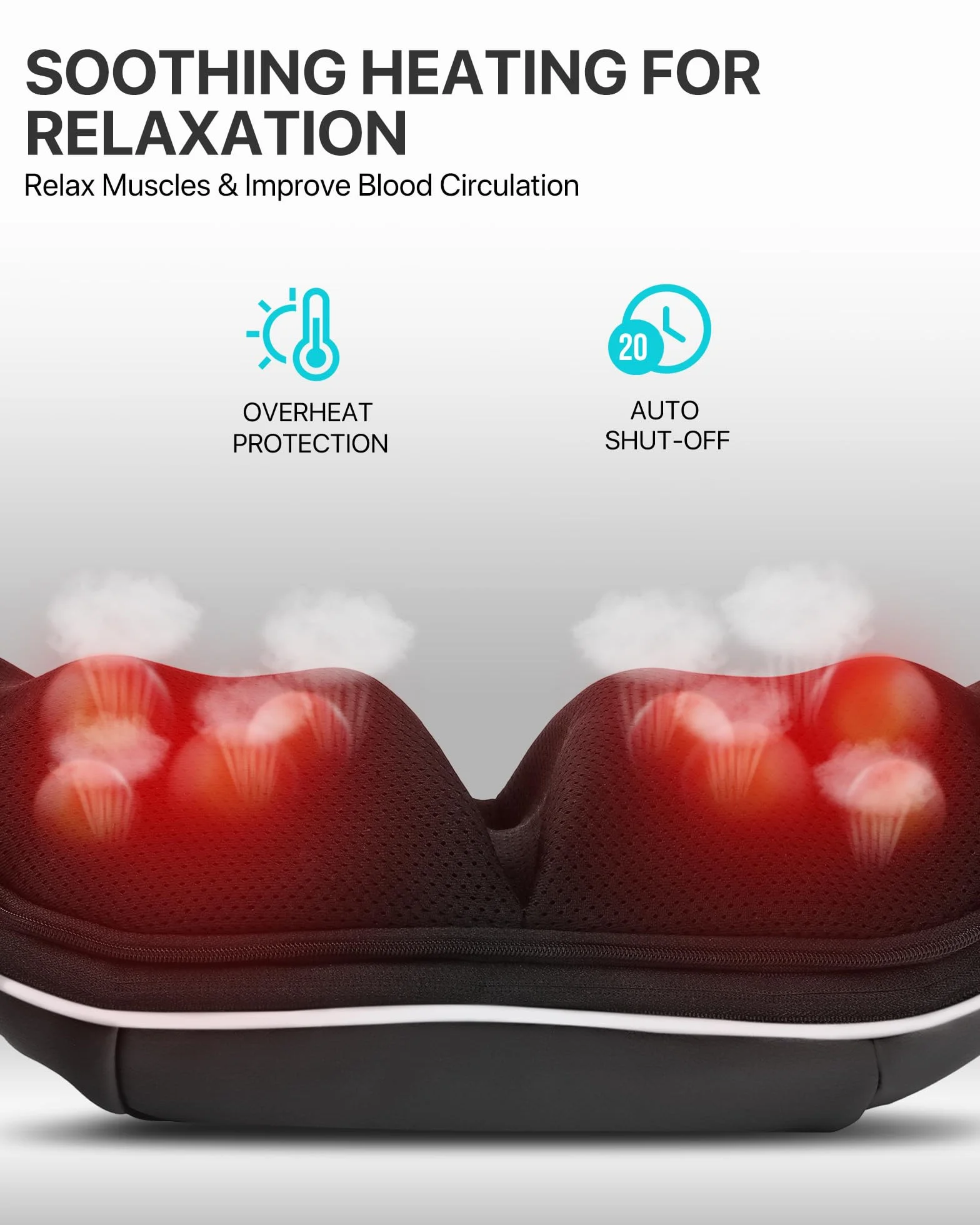 Masażer karku z ciepłem, 3D Neck Masażer Shiatsu do masażu pleców, ramion, prezent dla kobiet i mężczyzn, urządzenie do masażu pleców dla taty i mamy