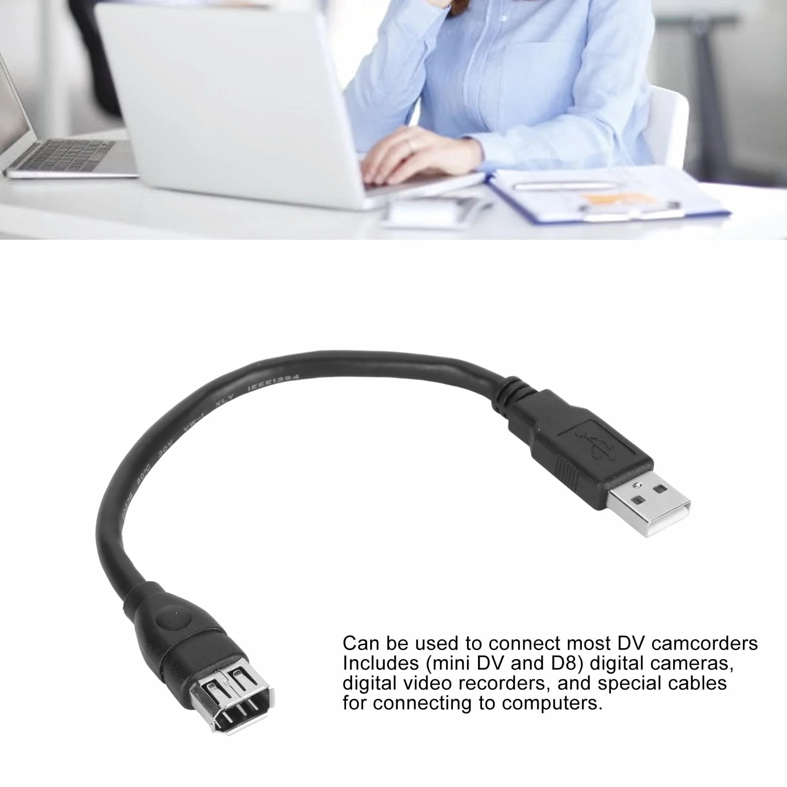 Kabel ładujący Firewire 1394 6-pinowy żeński do USB 2.0 AM