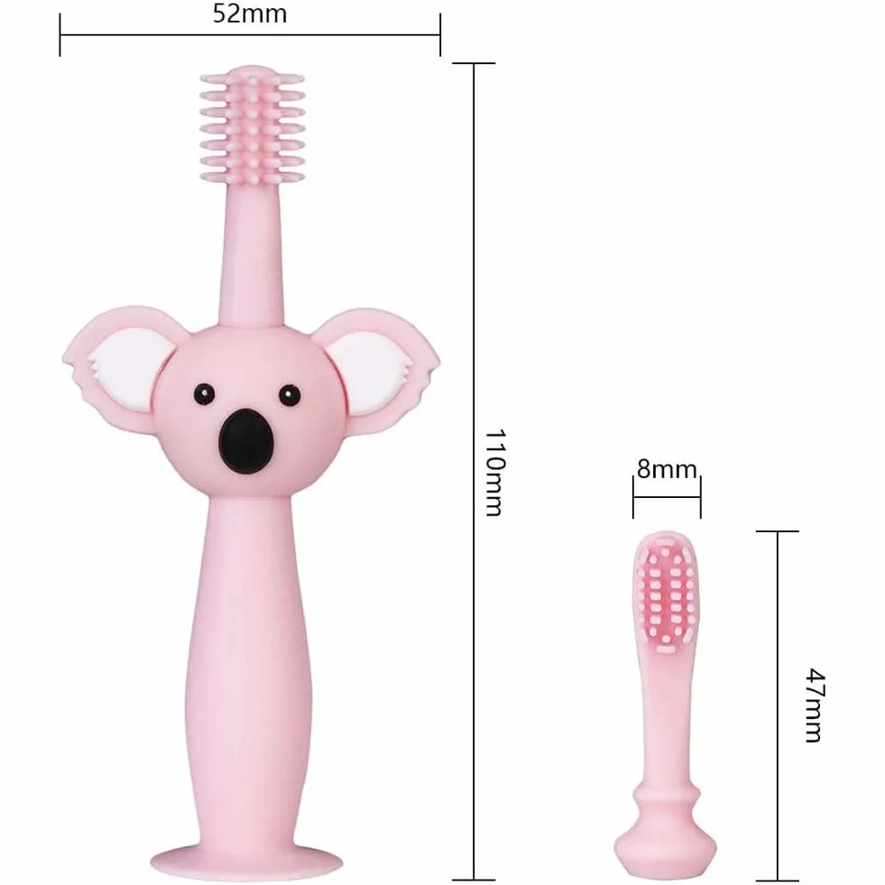Szczoteczki do zębów Vicloon Baby, szczoteczka do zębów dla niemowląt, miękki silikon 360 ° z uroczym wzorem Koala, zabawka ząbkująca pielęgnacja jamy ustnej dla niemowląt 0-3 lat (części 3)