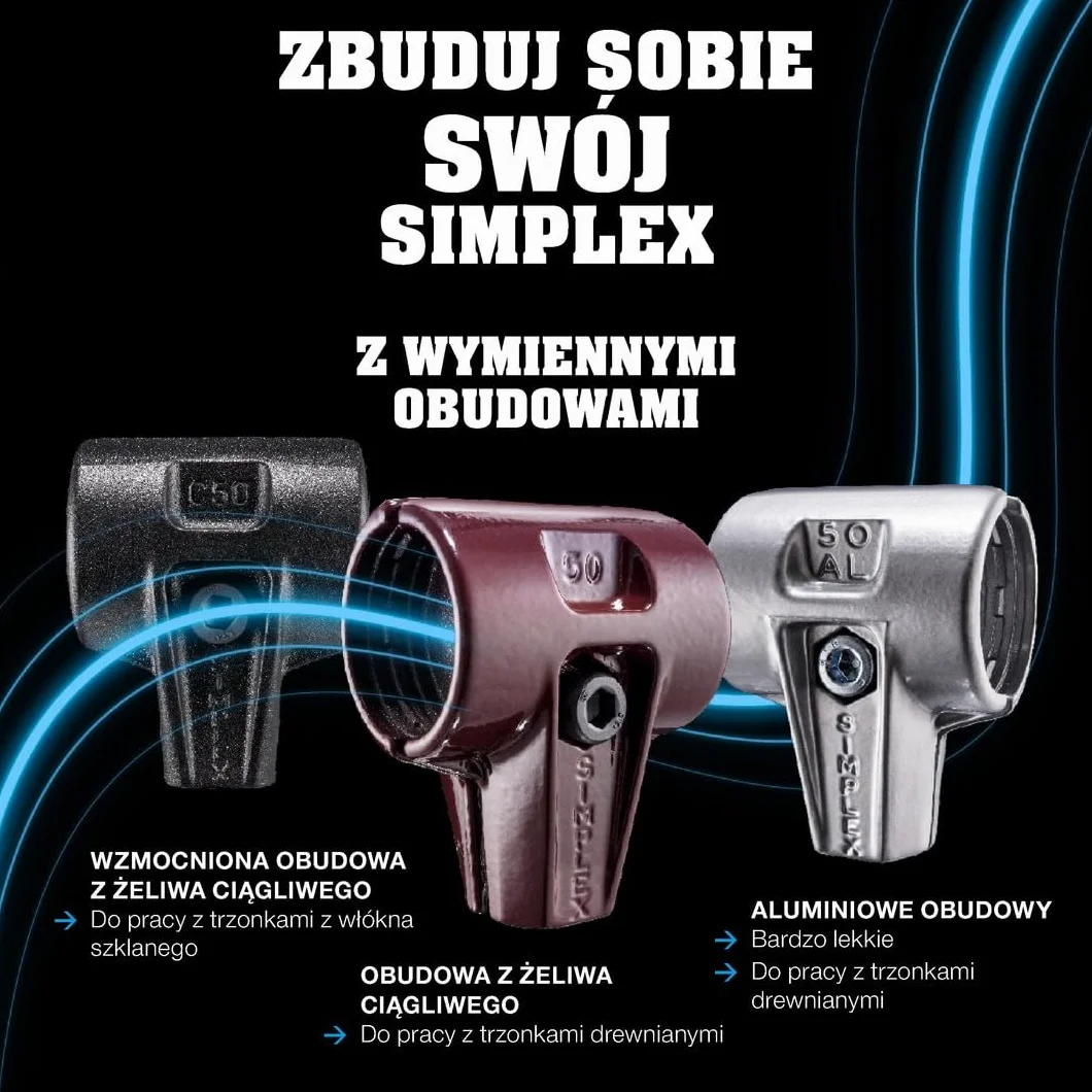 Młotek brukarski gumowy/SUPERPLASTIK SIMPLEX 50mm 1,1kg HALDER