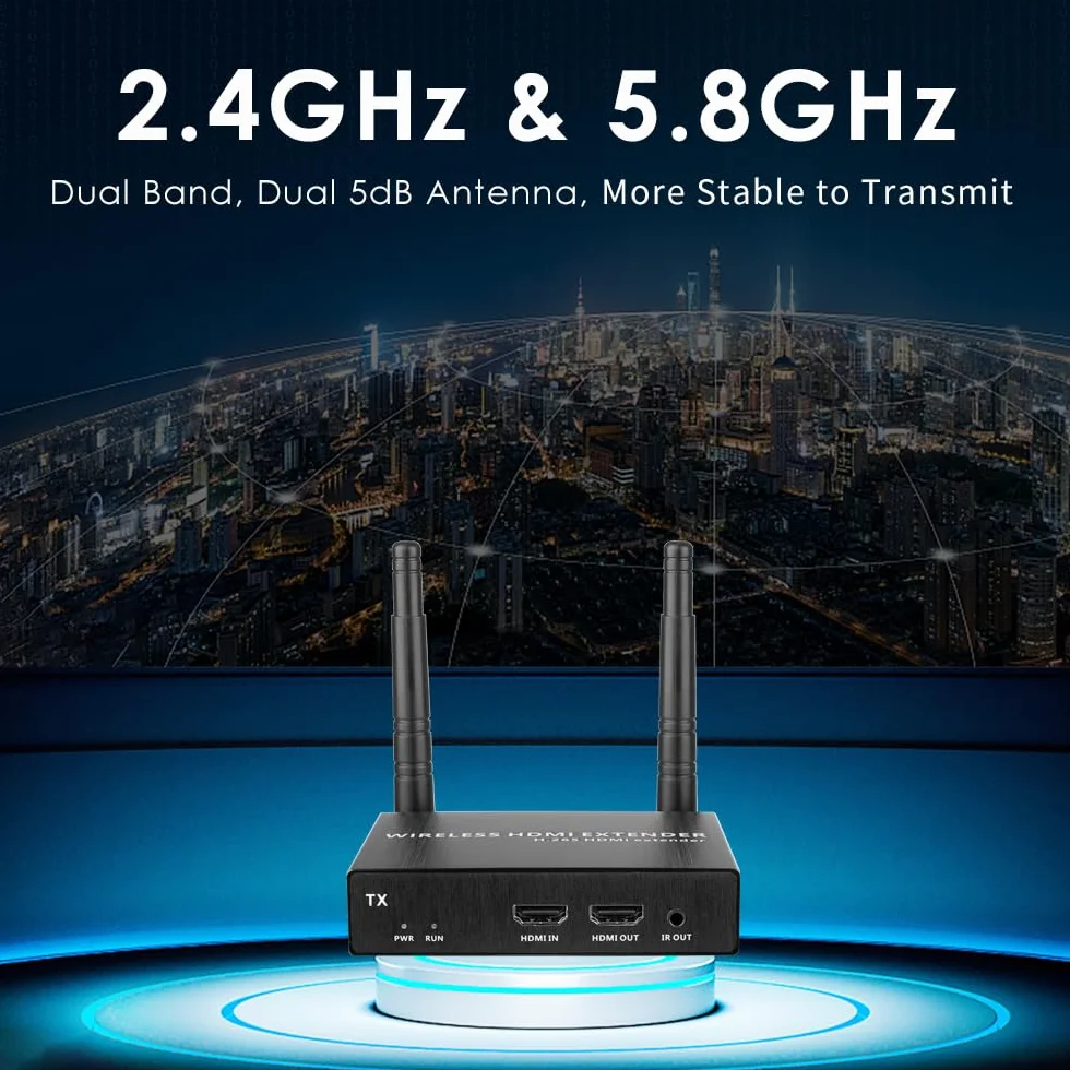 EXVIST 4K@30FPS bezprzewodowy zestaw przedłużający HDMI z 2 odbiornikami, H.265, zasięg 328 stóp, podczerwień