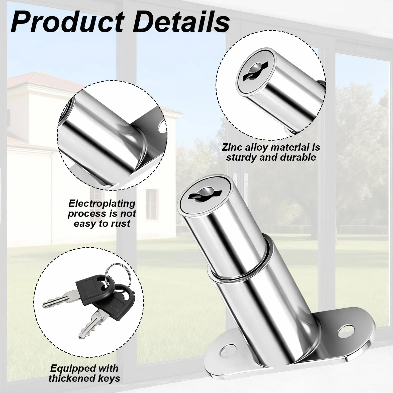 Zamek do szafy, drzwi przesuwne, cylinder ciśnieniowy, różne możliwości blokowania cylindra meblowego, średnica cylindra 19 mm, wytrzymała stal, łącznie z kluczem, nadaje się do drzwi o grubości do 32