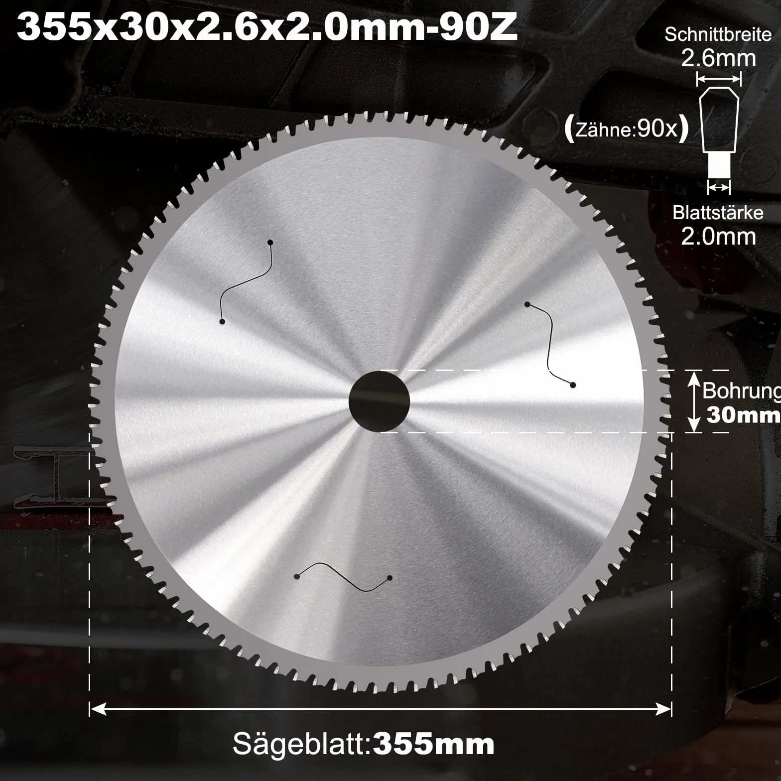 Piła tarczowa HM 355 mm 90 zębów do metalu stali piła stołowa